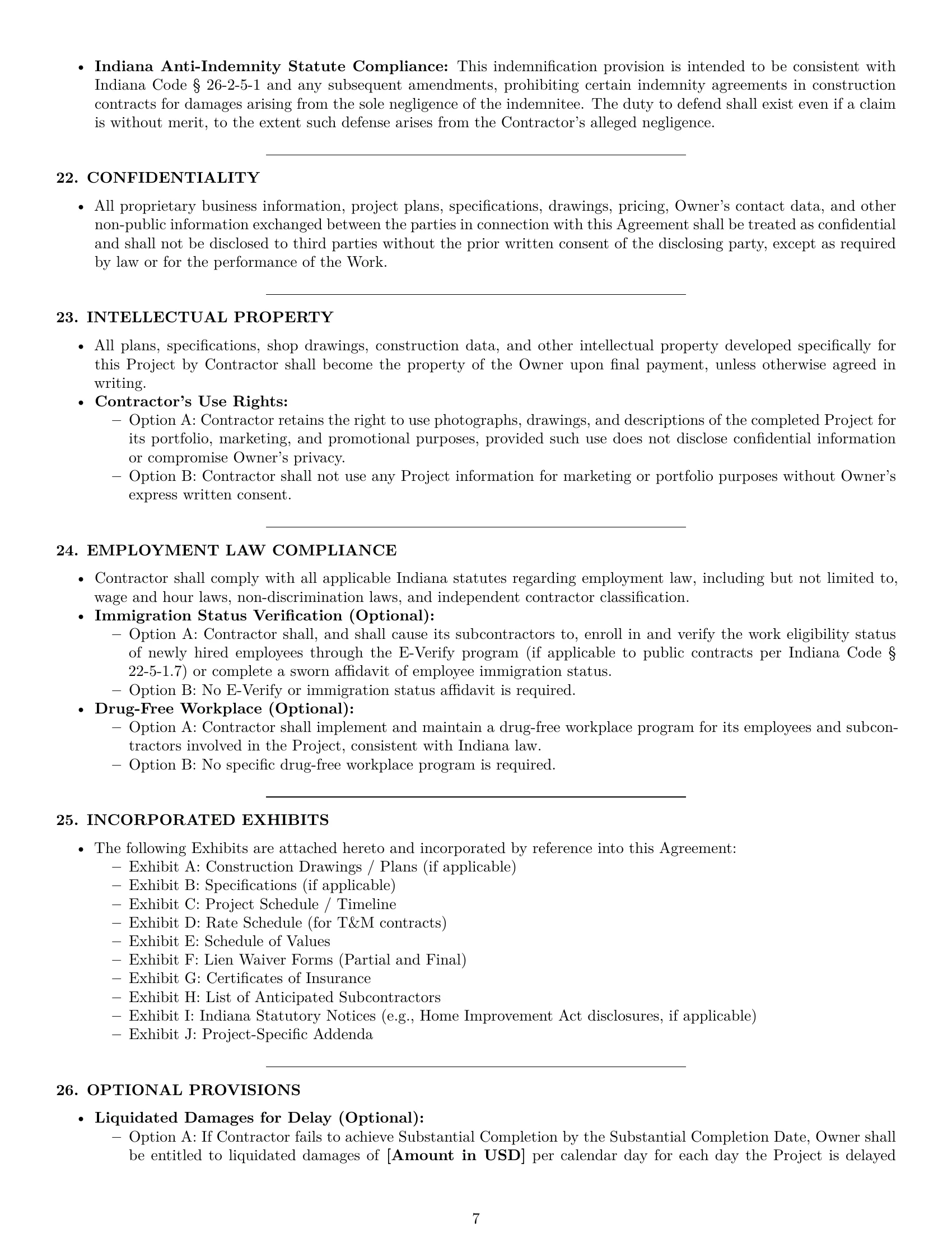 Preview page 7 of Pro Indiana construction service contract template