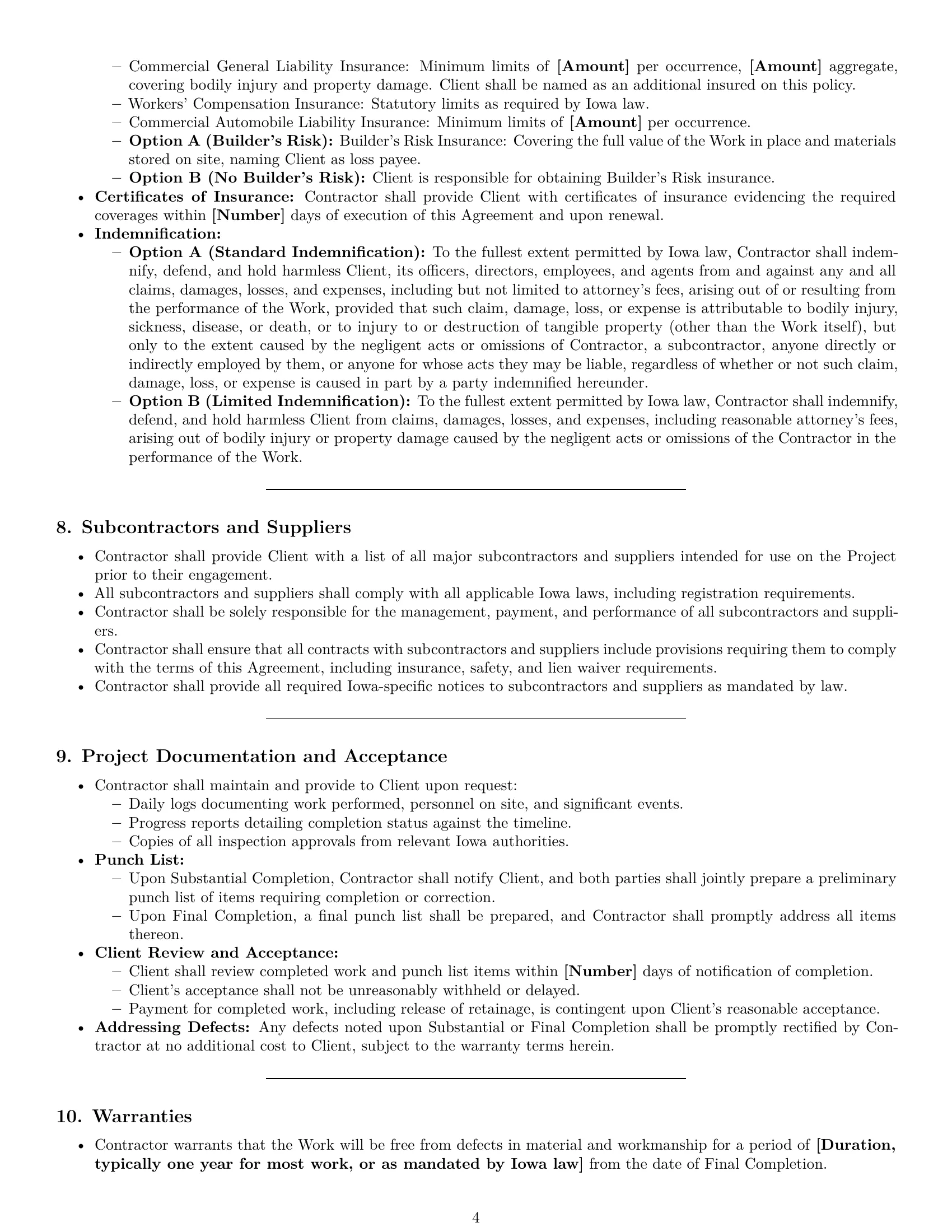 Preview page 4 of Pro Iowa construction service contract template