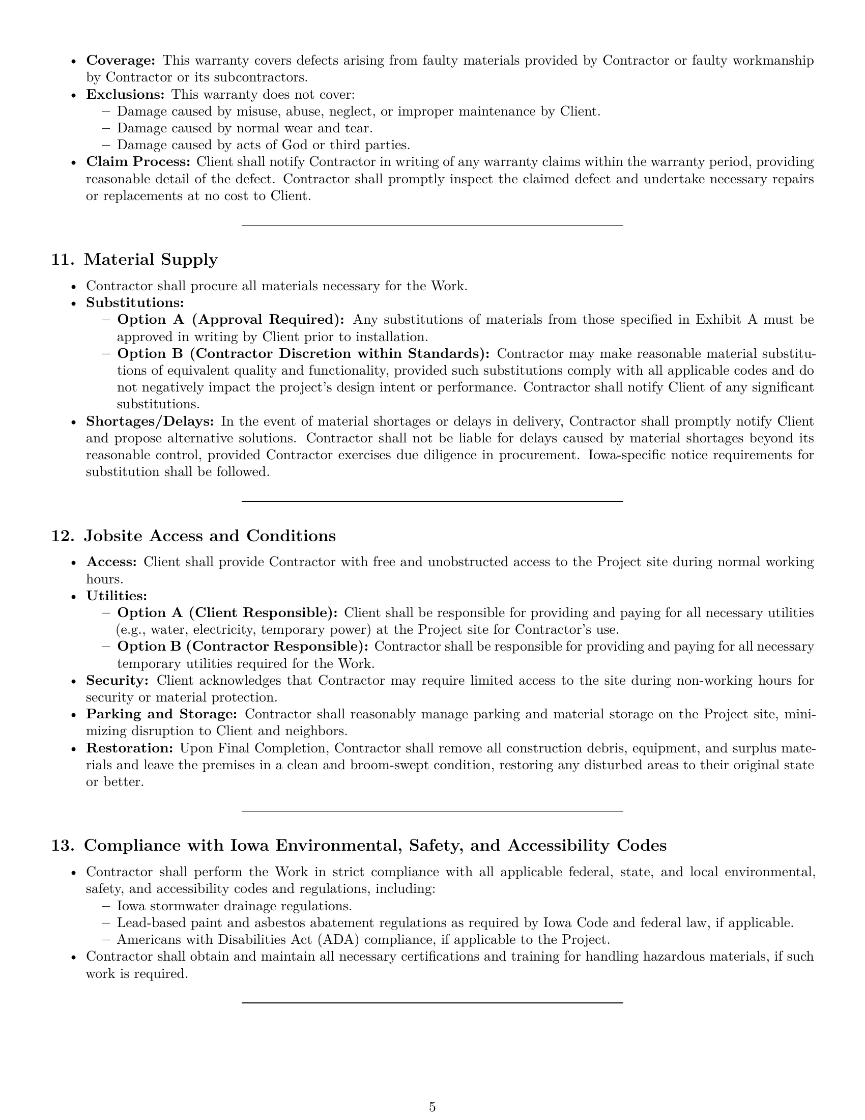 Preview page 5 of Pro Iowa construction service contract template
