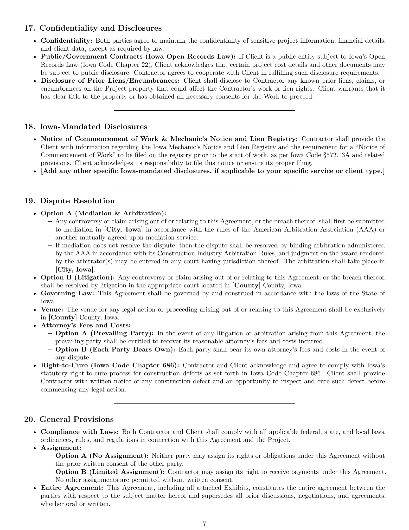 Preview page 7 of Pro Iowa construction service contract template
