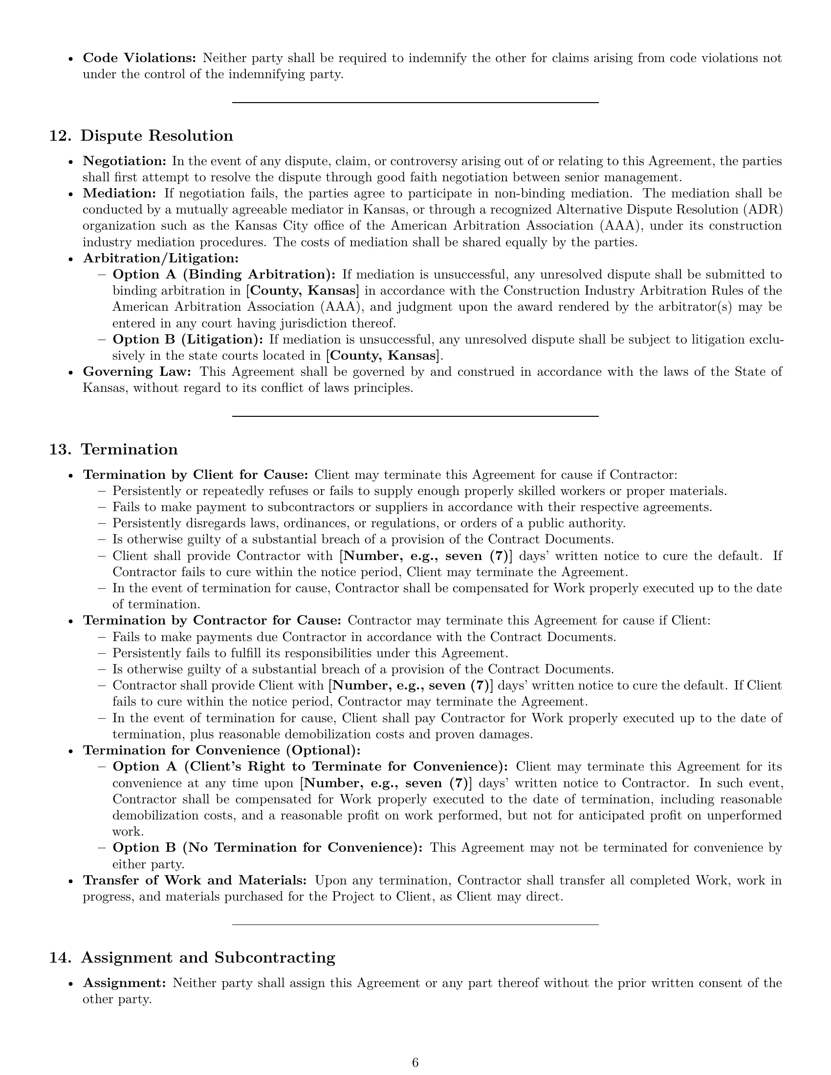 Preview page 6 of Pro Kansas construction service contract template