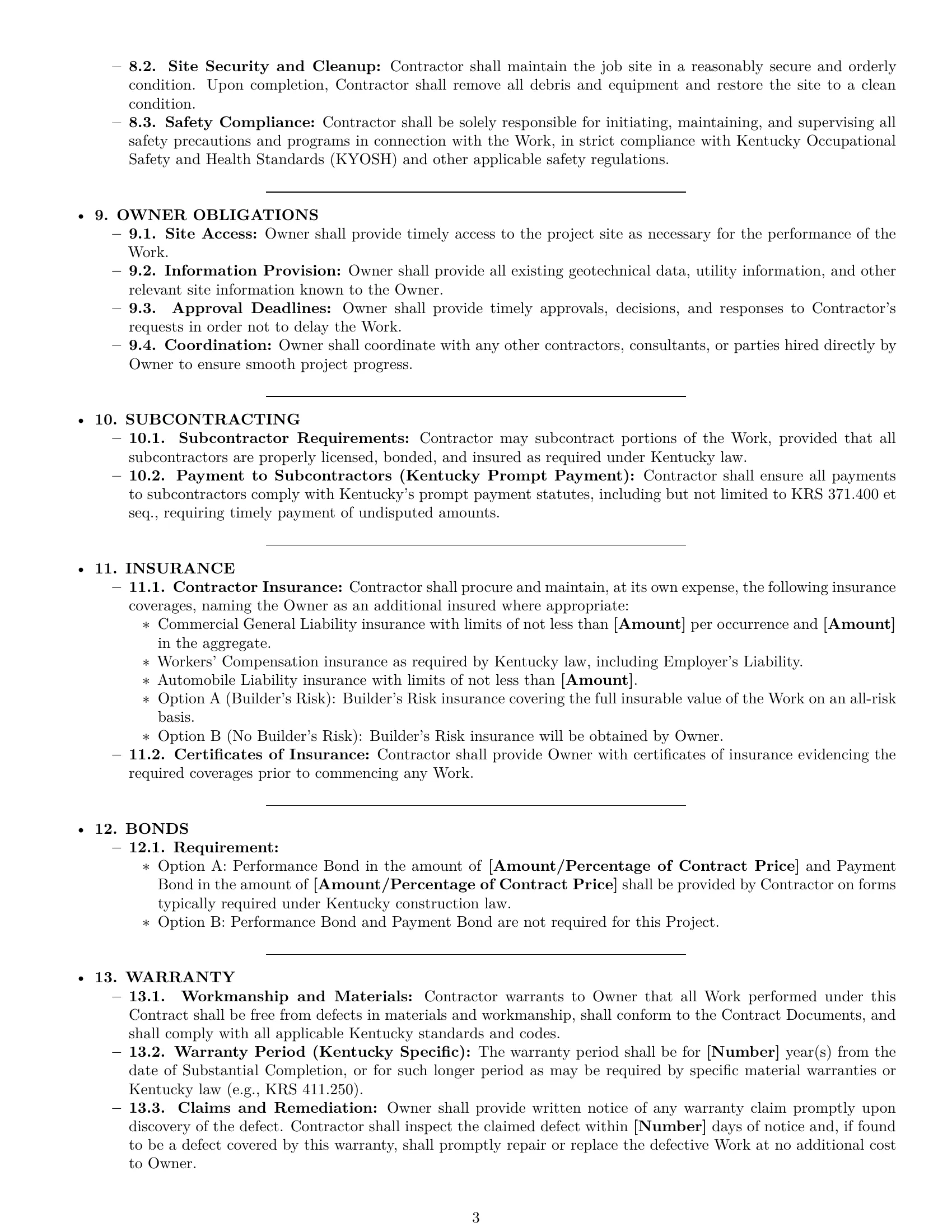 Preview page 3 of Pro Kentucky construction service contract template