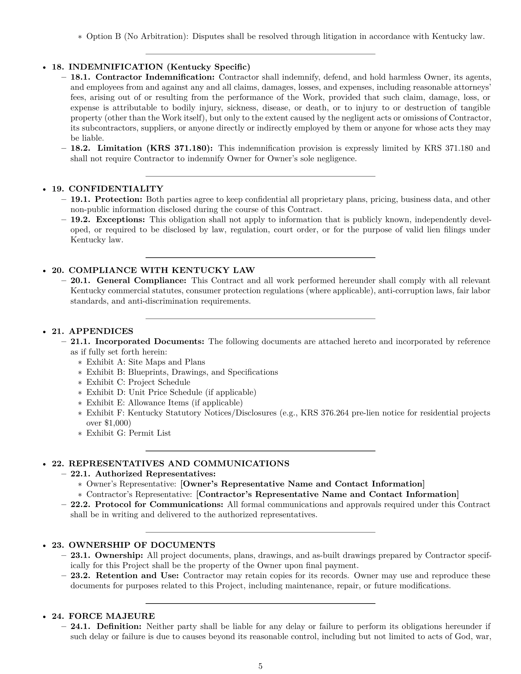 Preview page 5 of Pro Kentucky construction service contract template