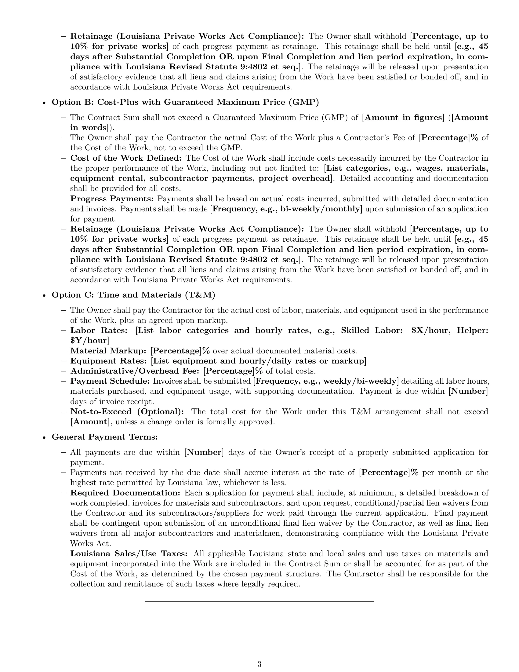 Preview page 3 of Pro Louisiana construction service contract template