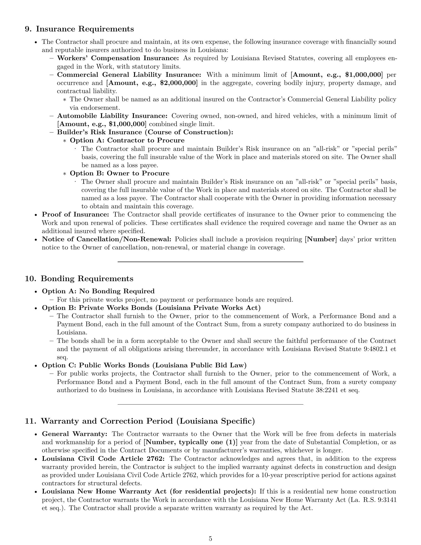 Preview page 5 of Pro Louisiana construction service contract template