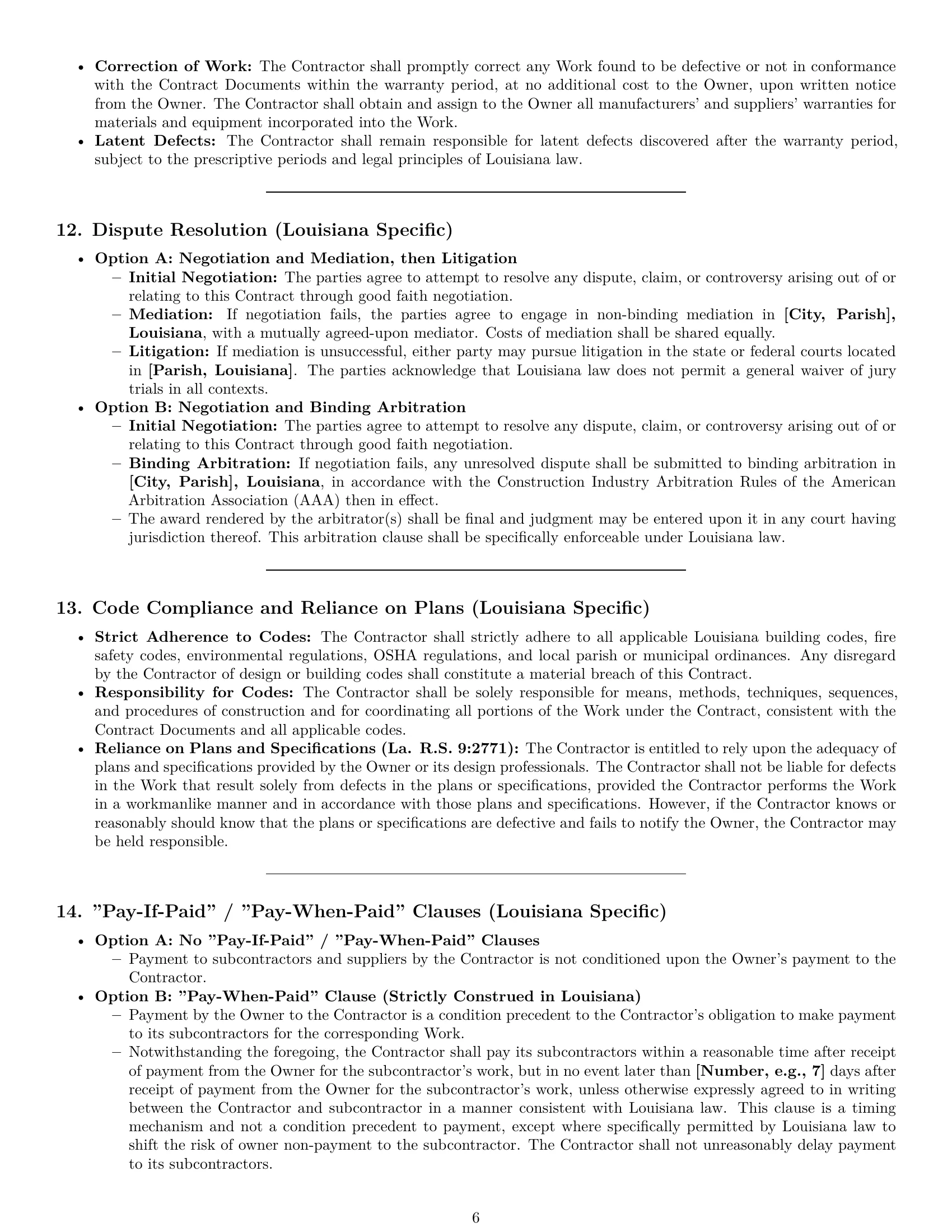 Preview page 6 of Pro Louisiana construction service contract template