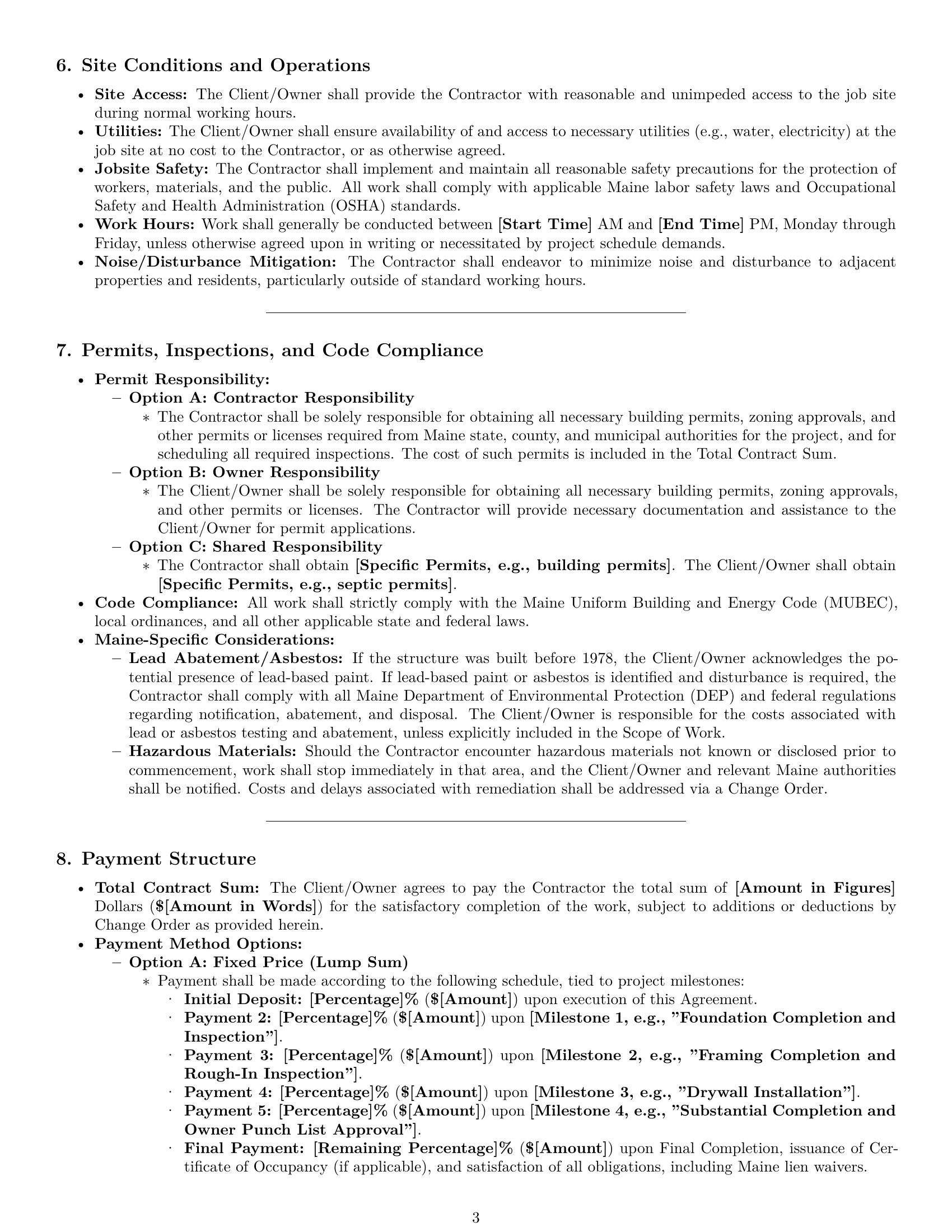 Preview page 3 of Pro Maine construction service contract template