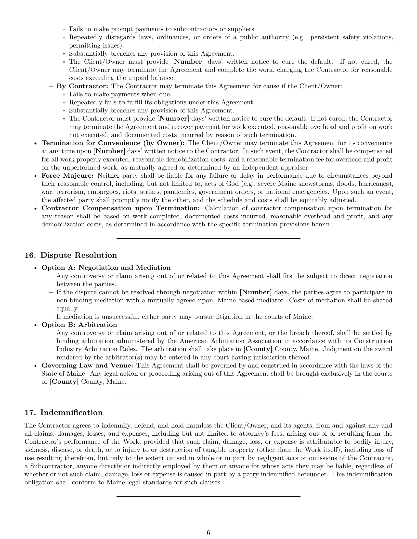 Preview page 6 of Pro Maine construction service contract template