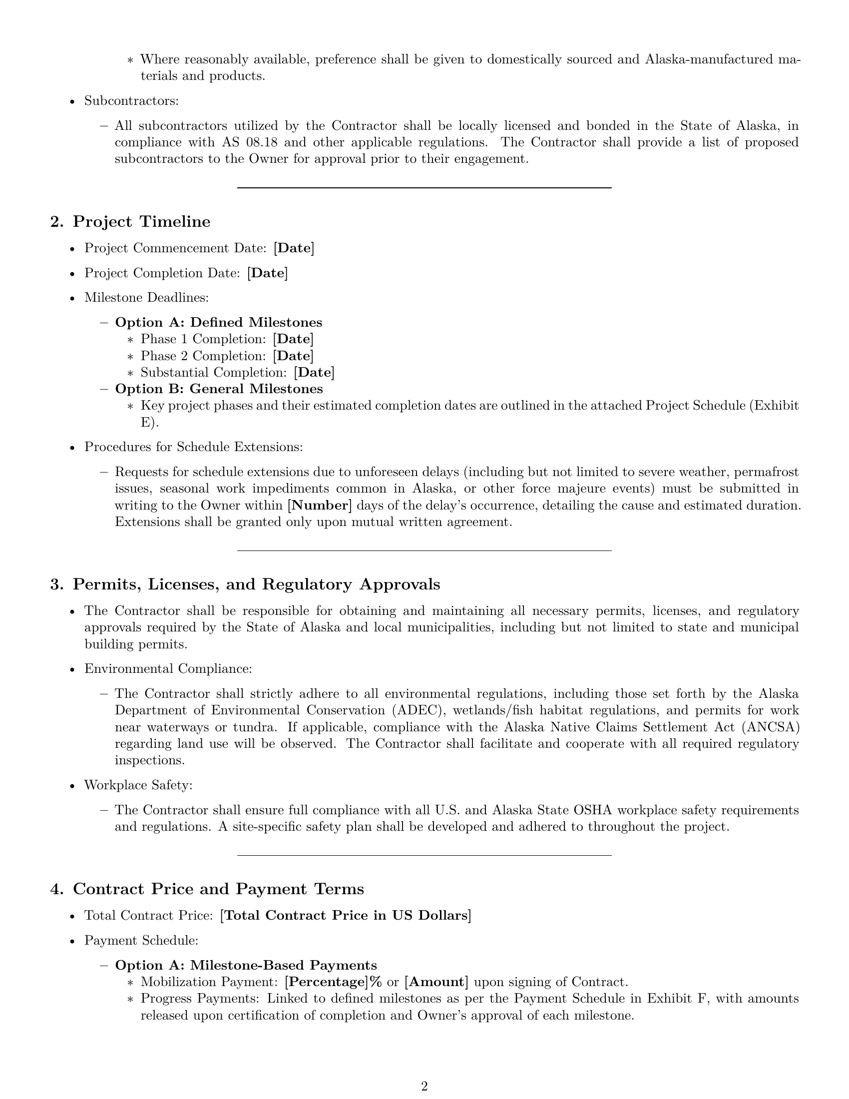 Preview page 2 of Pro Alaska construction service contract template