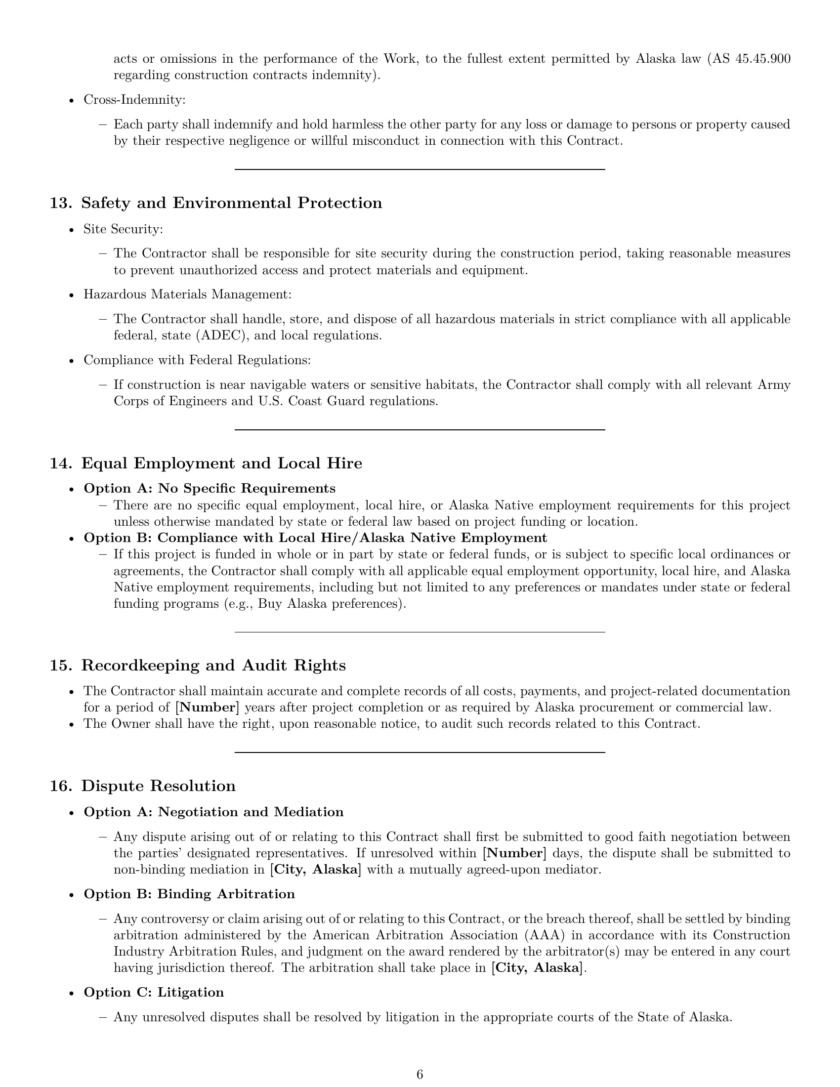 Preview page 6 of Pro Alaska construction service contract template