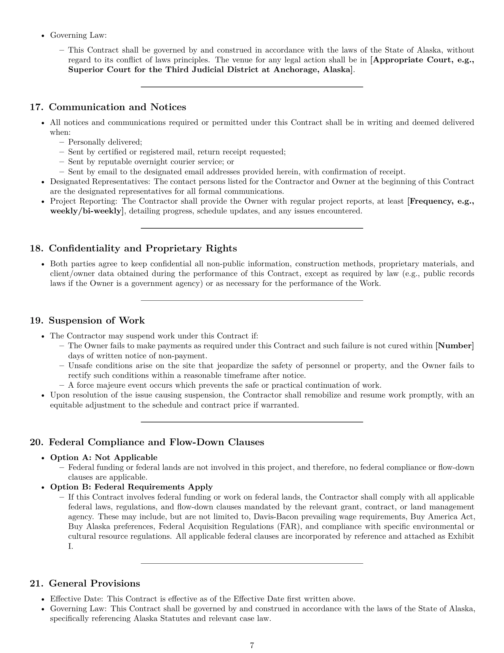 Preview page 7 of Pro Alaska construction service contract template