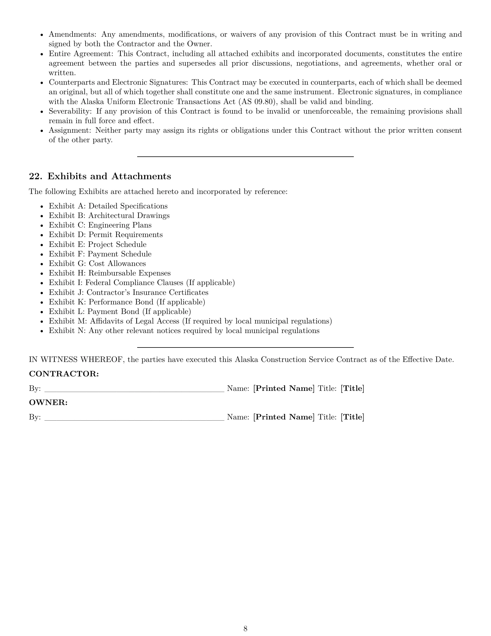 Preview page 8 of Pro Alaska construction service contract template