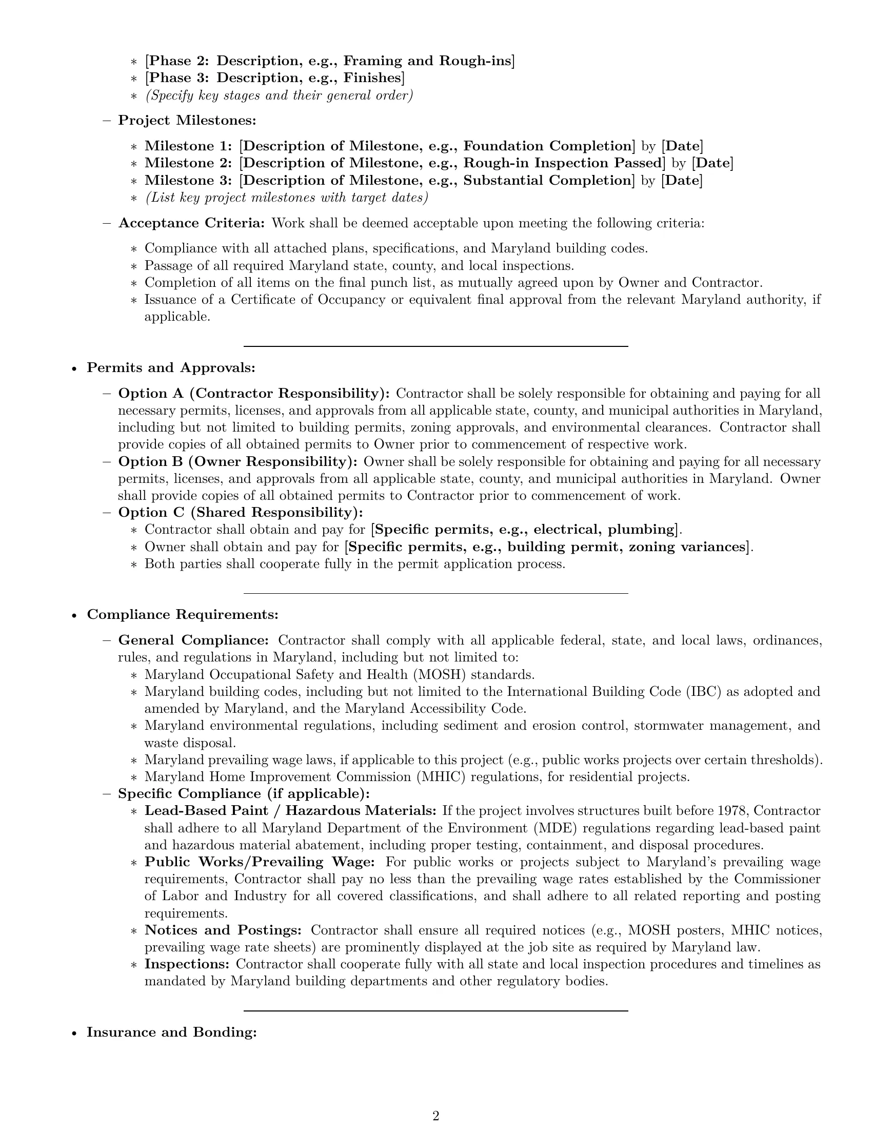Preview page 2 of Pro Maryland construction service contract template