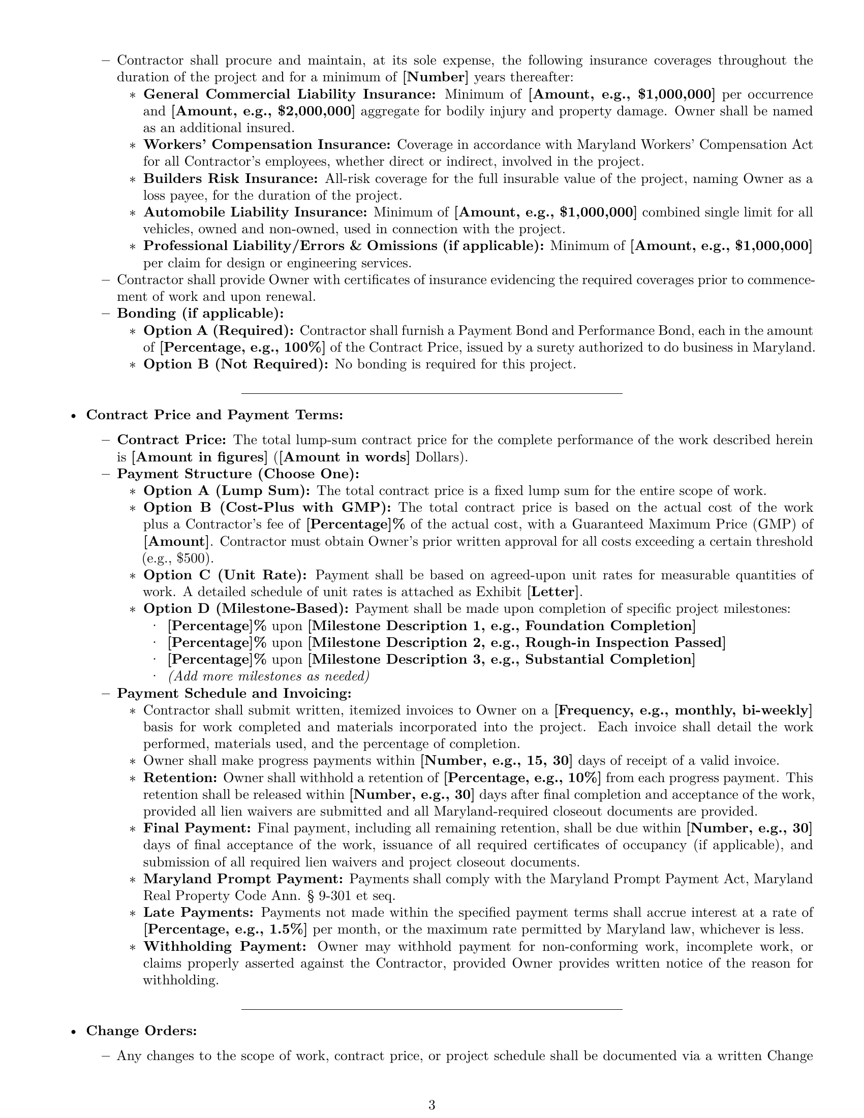 Preview page 3 of Pro Maryland construction service contract template