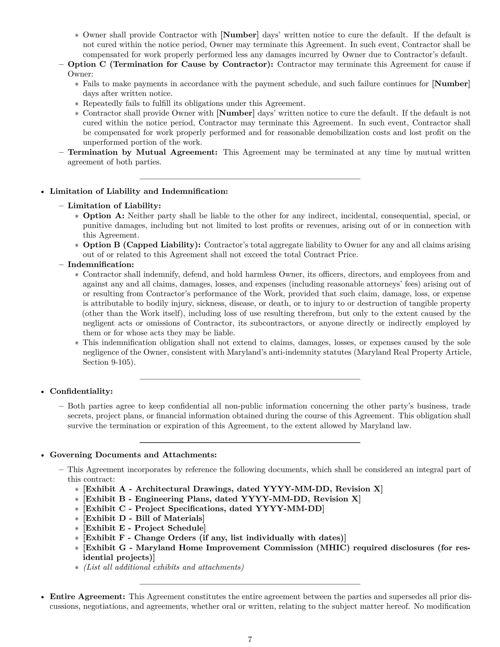 Preview page 7 of Pro Maryland construction service contract template