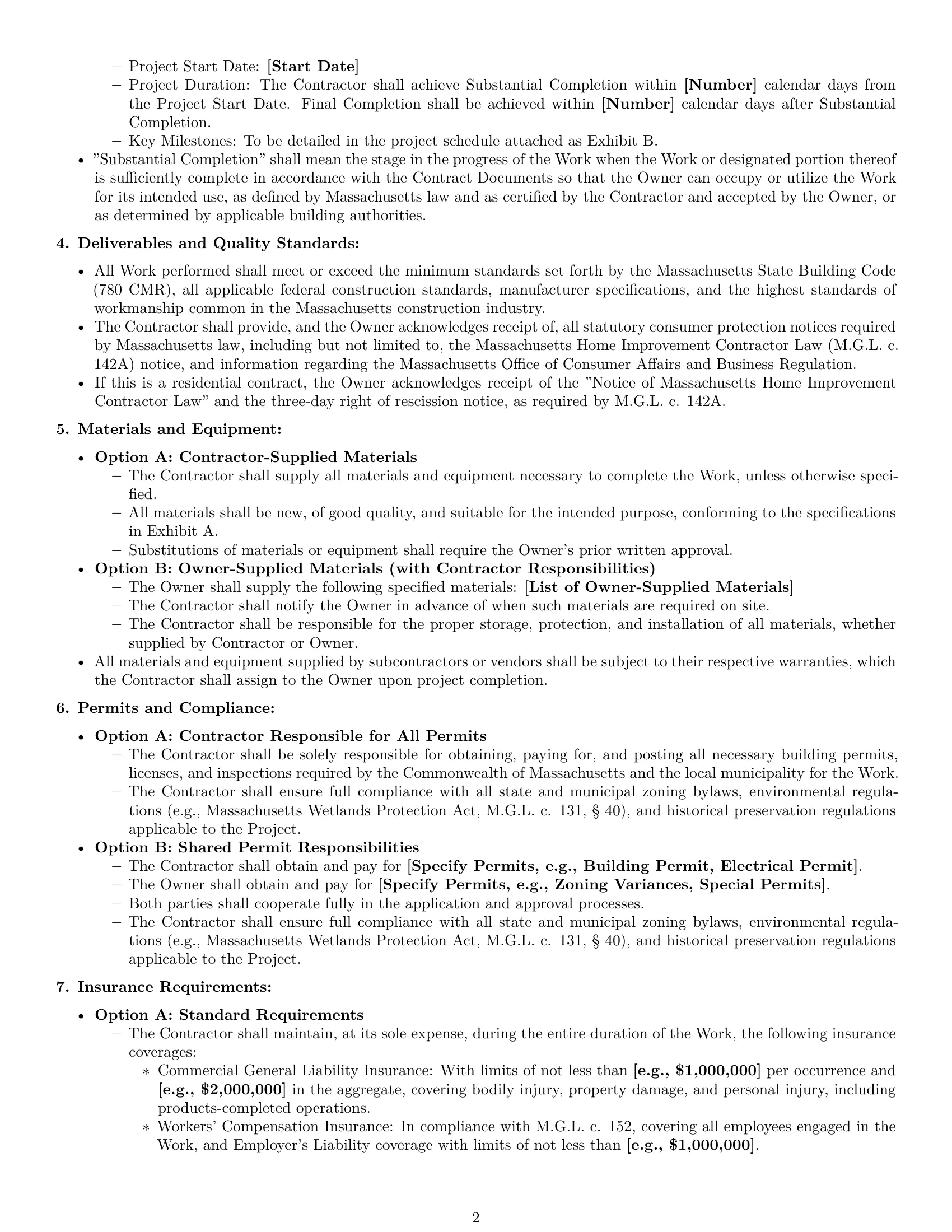 Preview page 2 of Pro Massachusetts construction service contract template