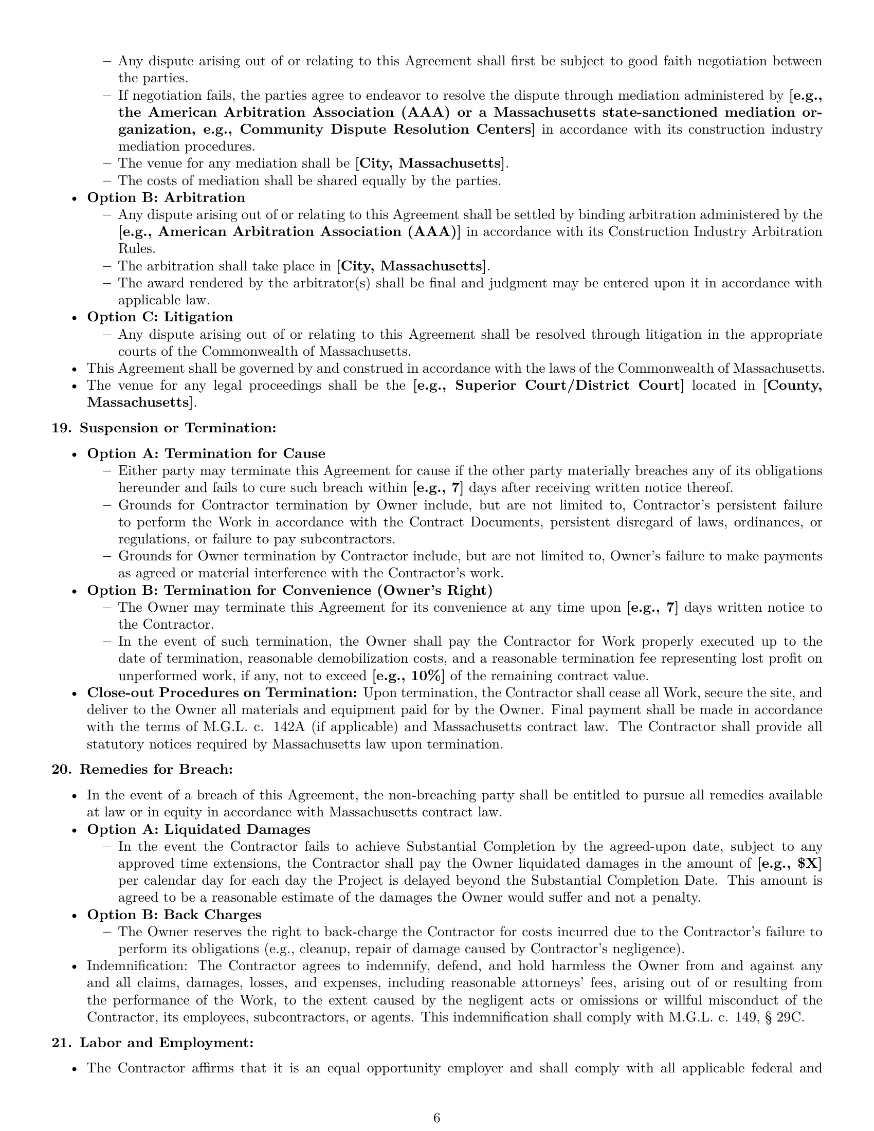 Preview page 6 of Pro Massachusetts construction service contract template