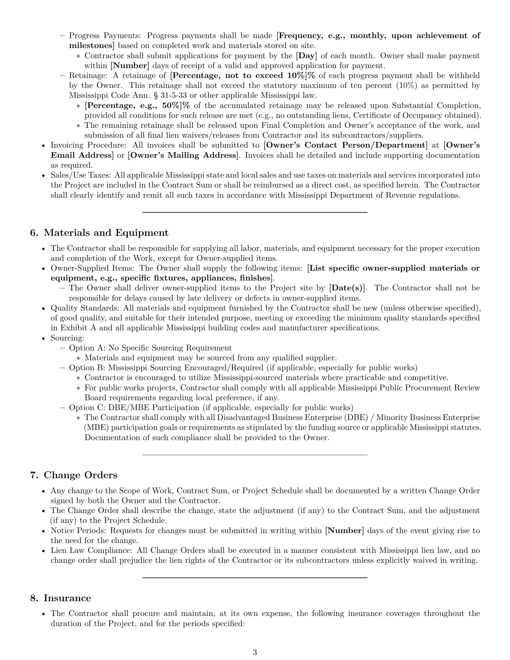 Preview page 3 of Pro Mississippi construction service contract template