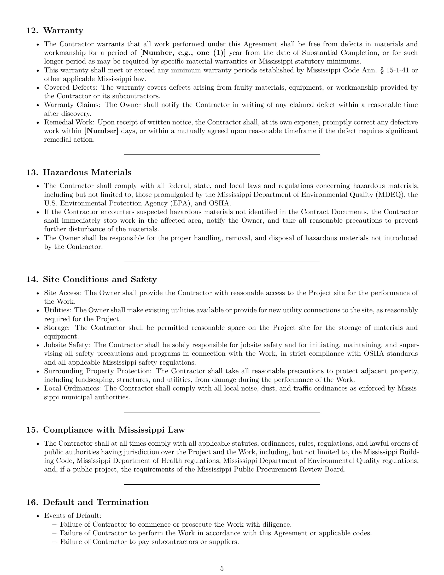 Preview page 5 of Pro Mississippi construction service contract template