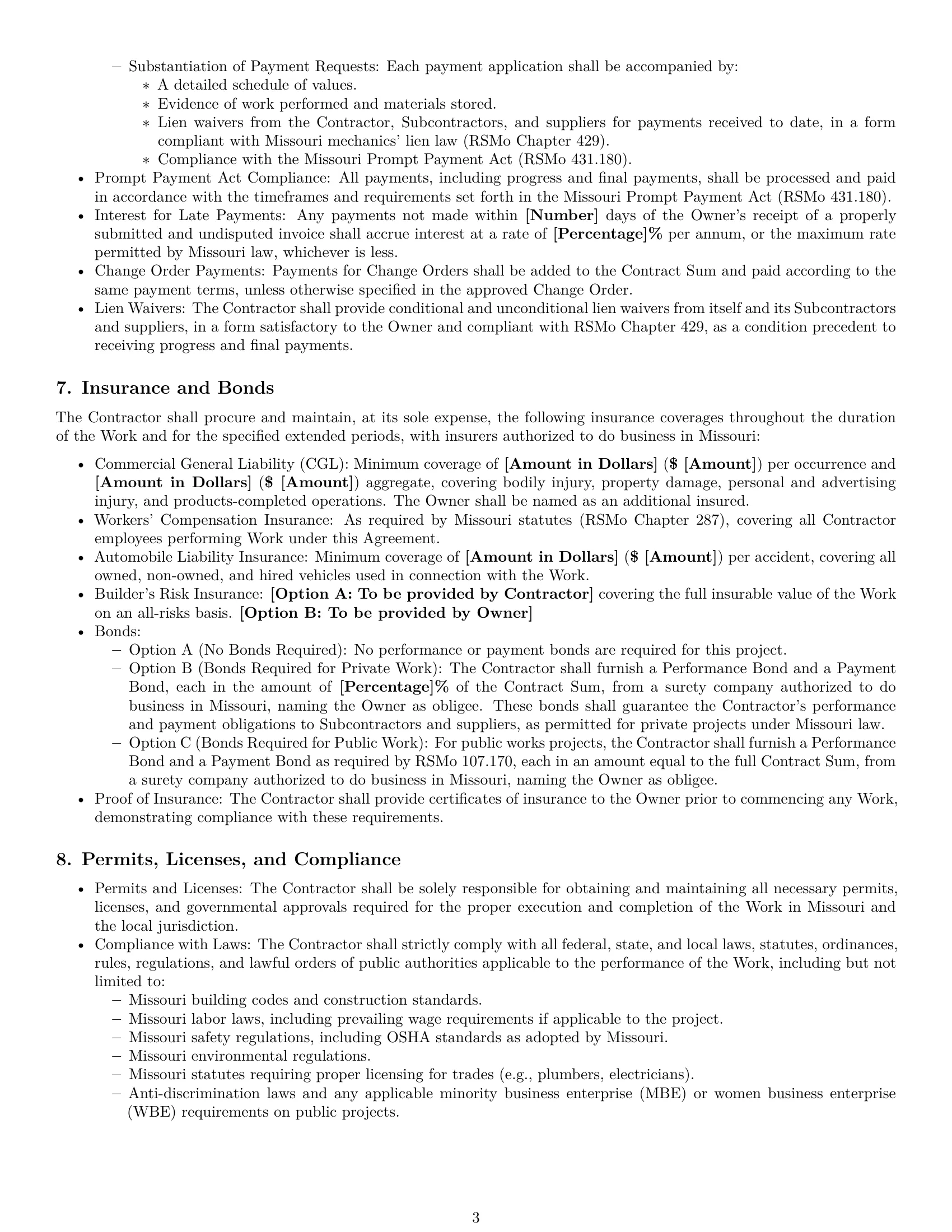 Preview page 3 of Pro Missouri construction service contract template