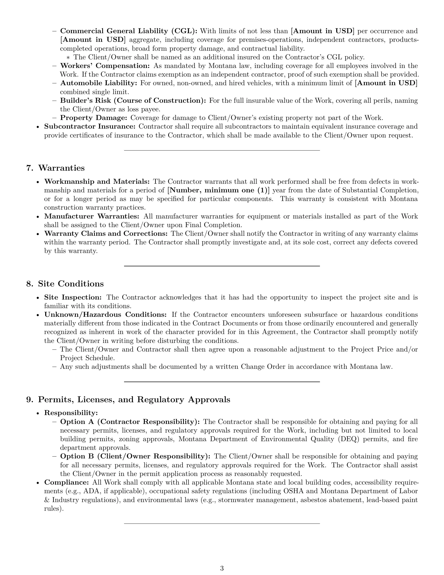 Preview page 3 of Pro Montana construction service contract template