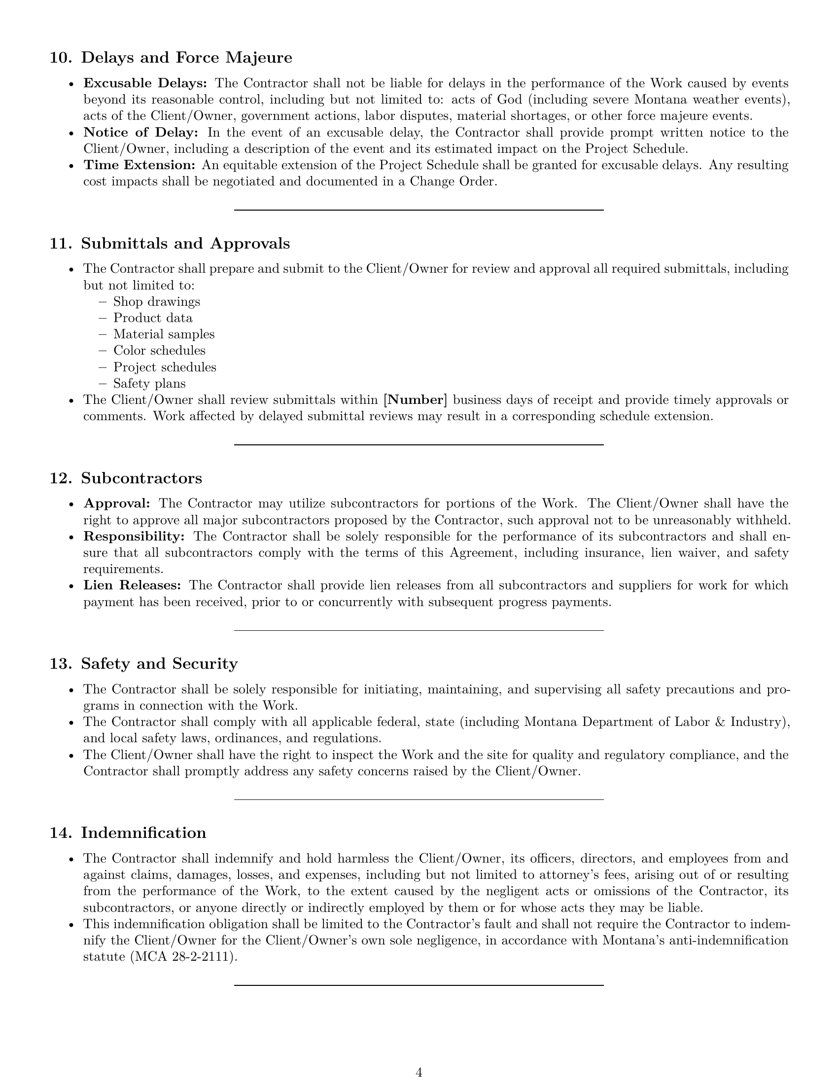 Preview page 4 of Pro Montana construction service contract template