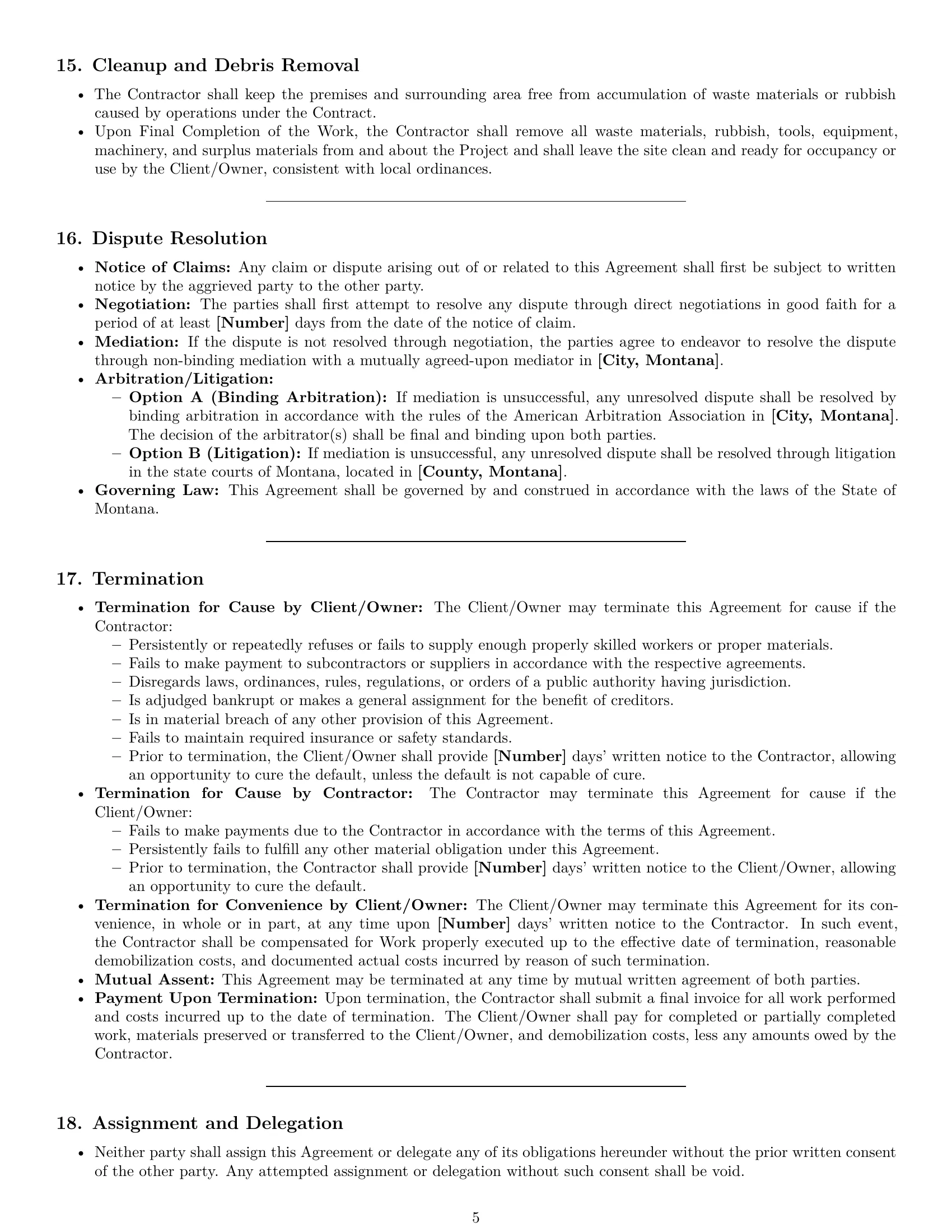 Preview page 5 of Pro Montana construction service contract template