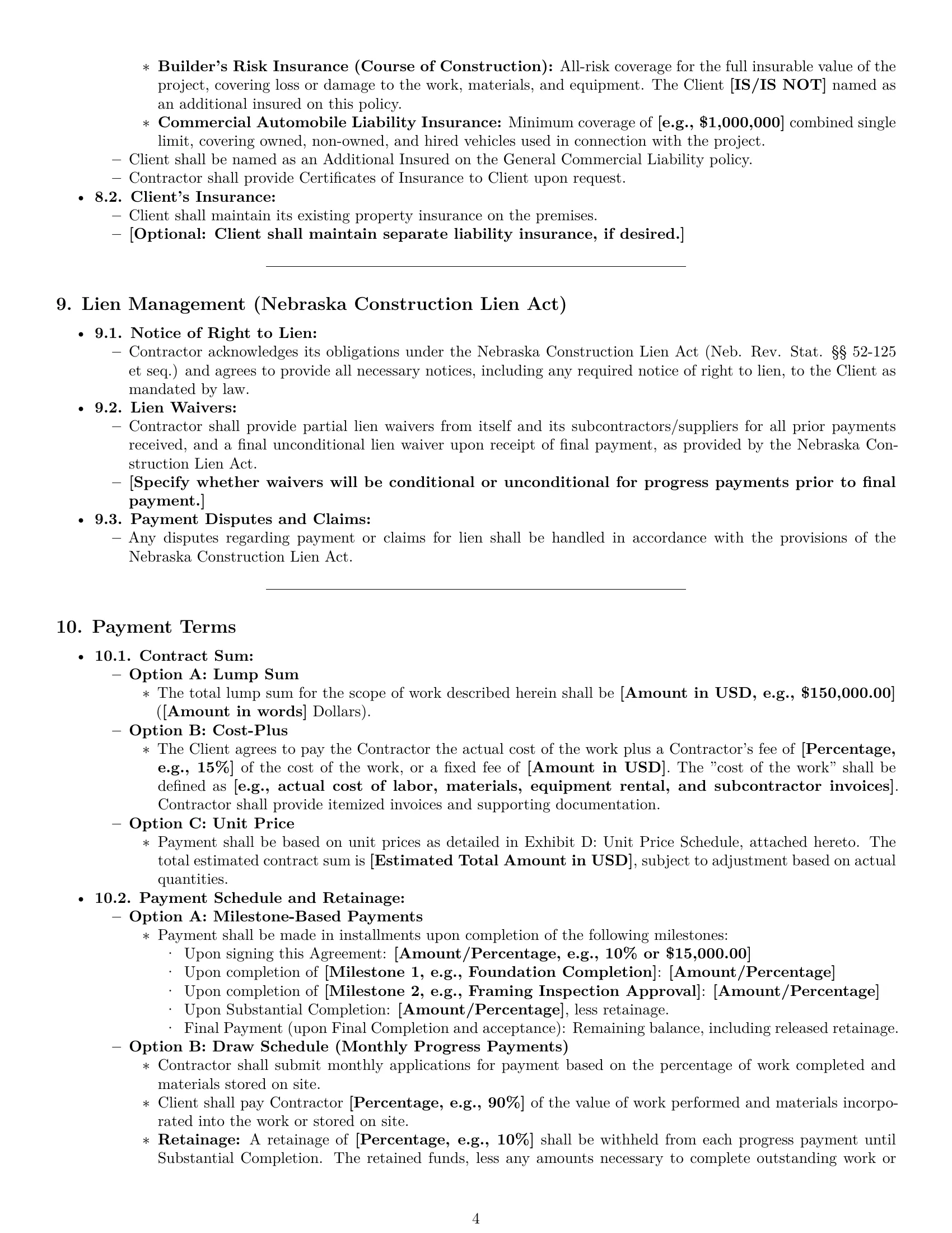 Preview page 4 of Pro Nebraska construction service contract template