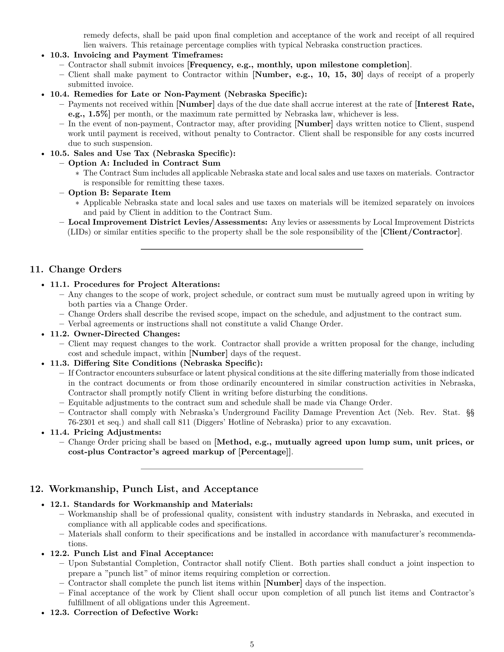 Preview page 5 of Pro Nebraska construction service contract template