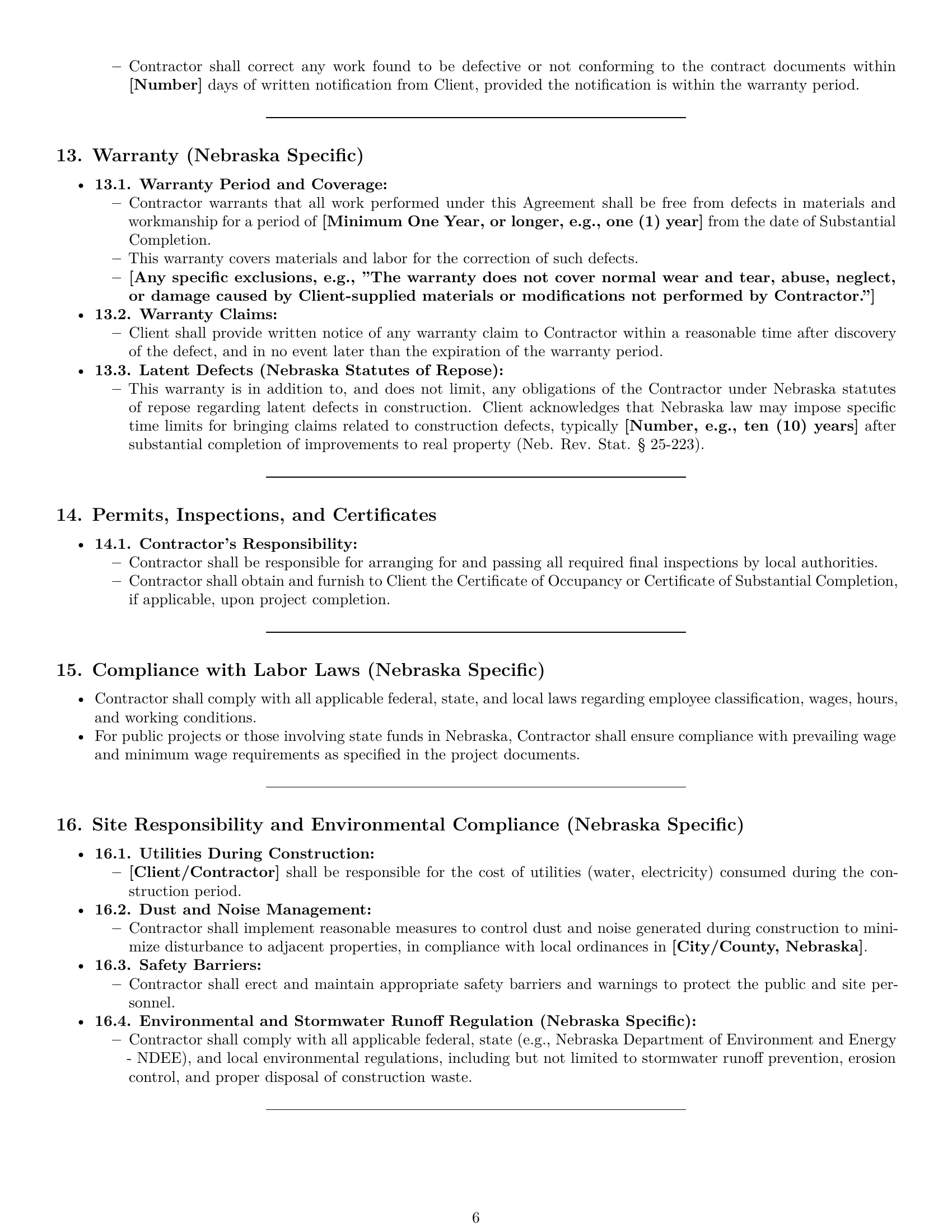 Preview page 6 of Pro Nebraska construction service contract template