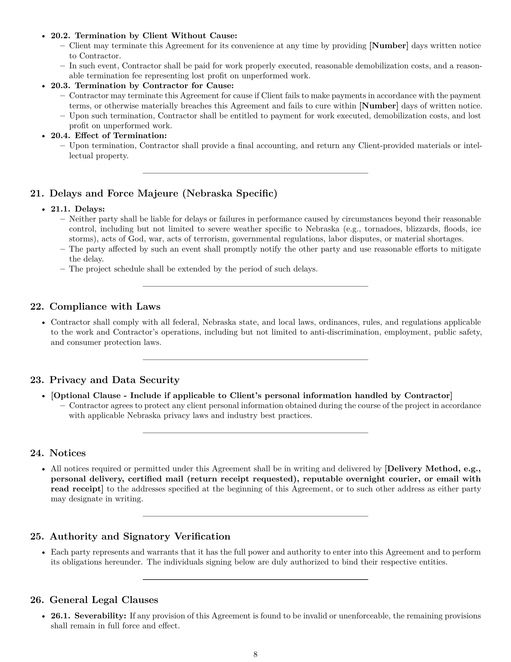 Preview page 8 of Pro Nebraska construction service contract template
