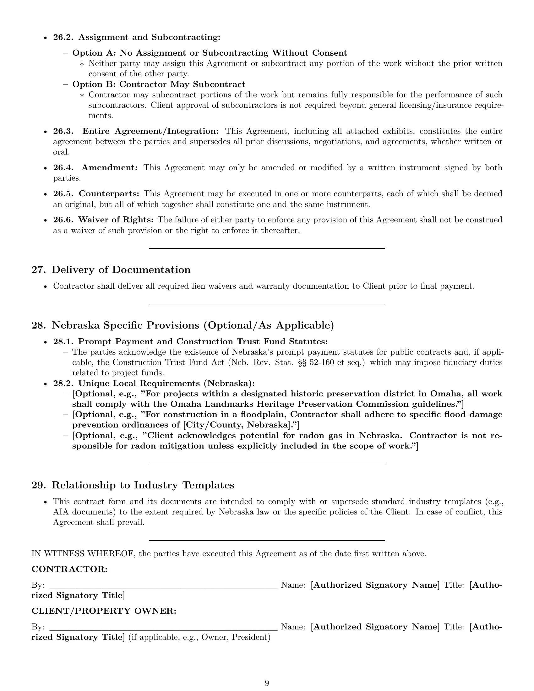 Preview page 9 of Pro Nebraska construction service contract template