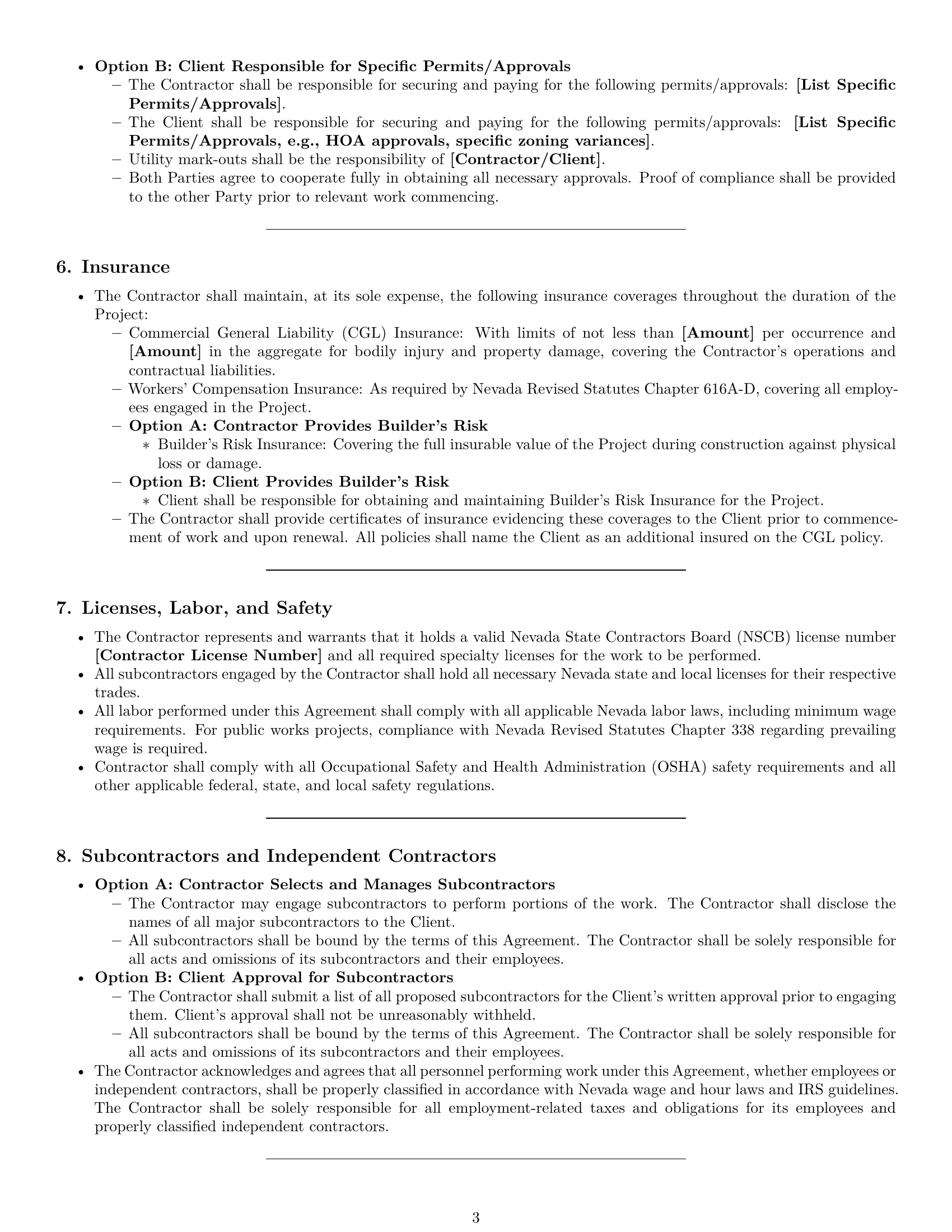 Preview page 3 of Pro Nevada construction service contract template