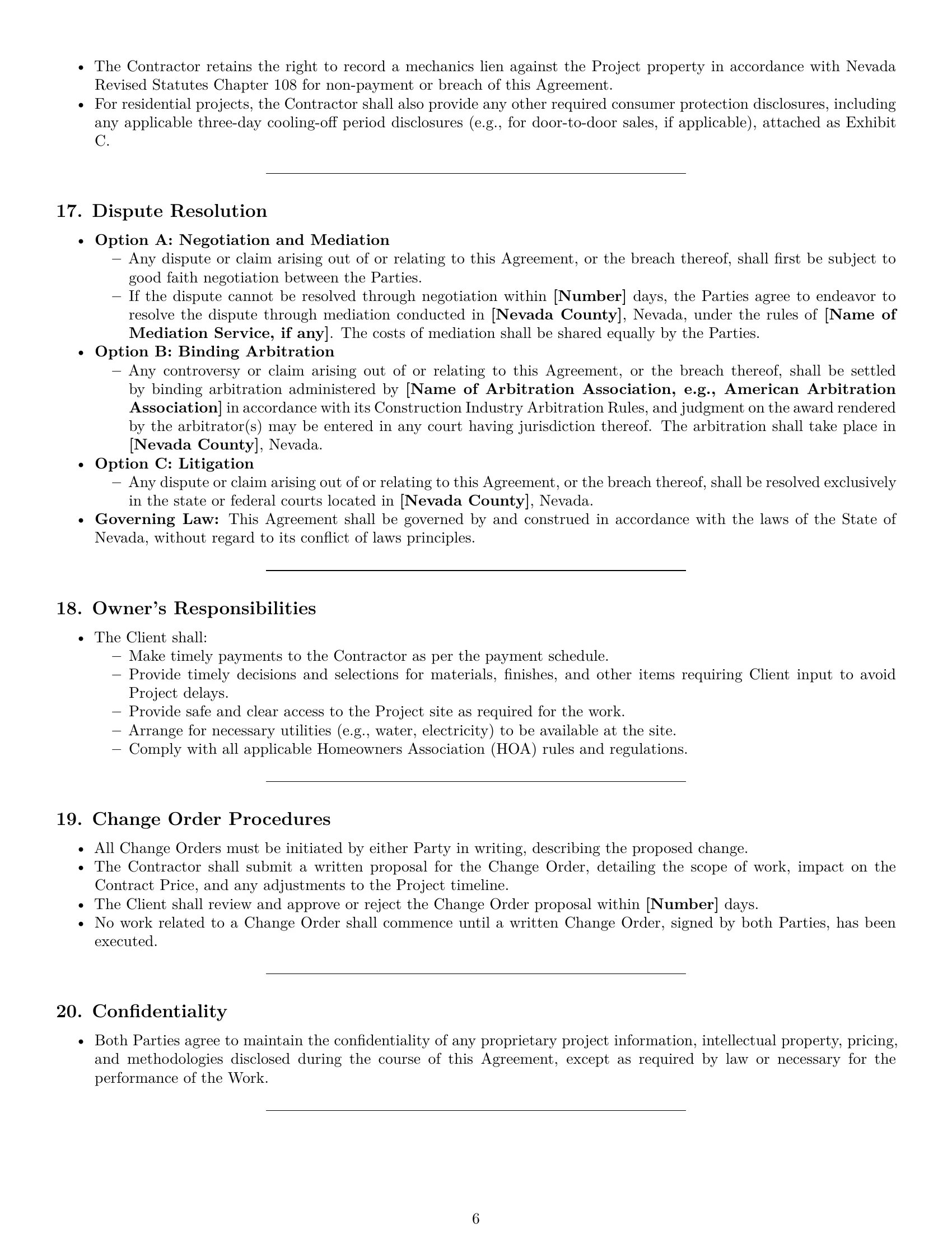 Preview page 6 of Pro Nevada construction service contract template