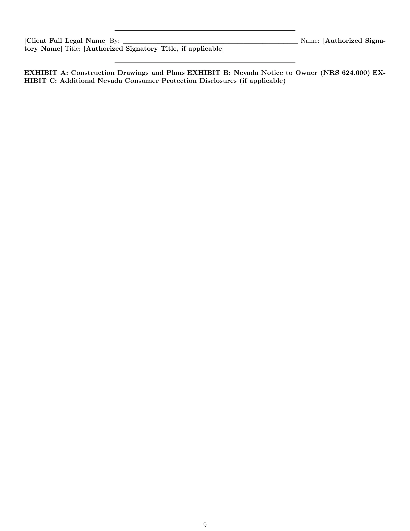Preview page 9 of Pro Nevada construction service contract template