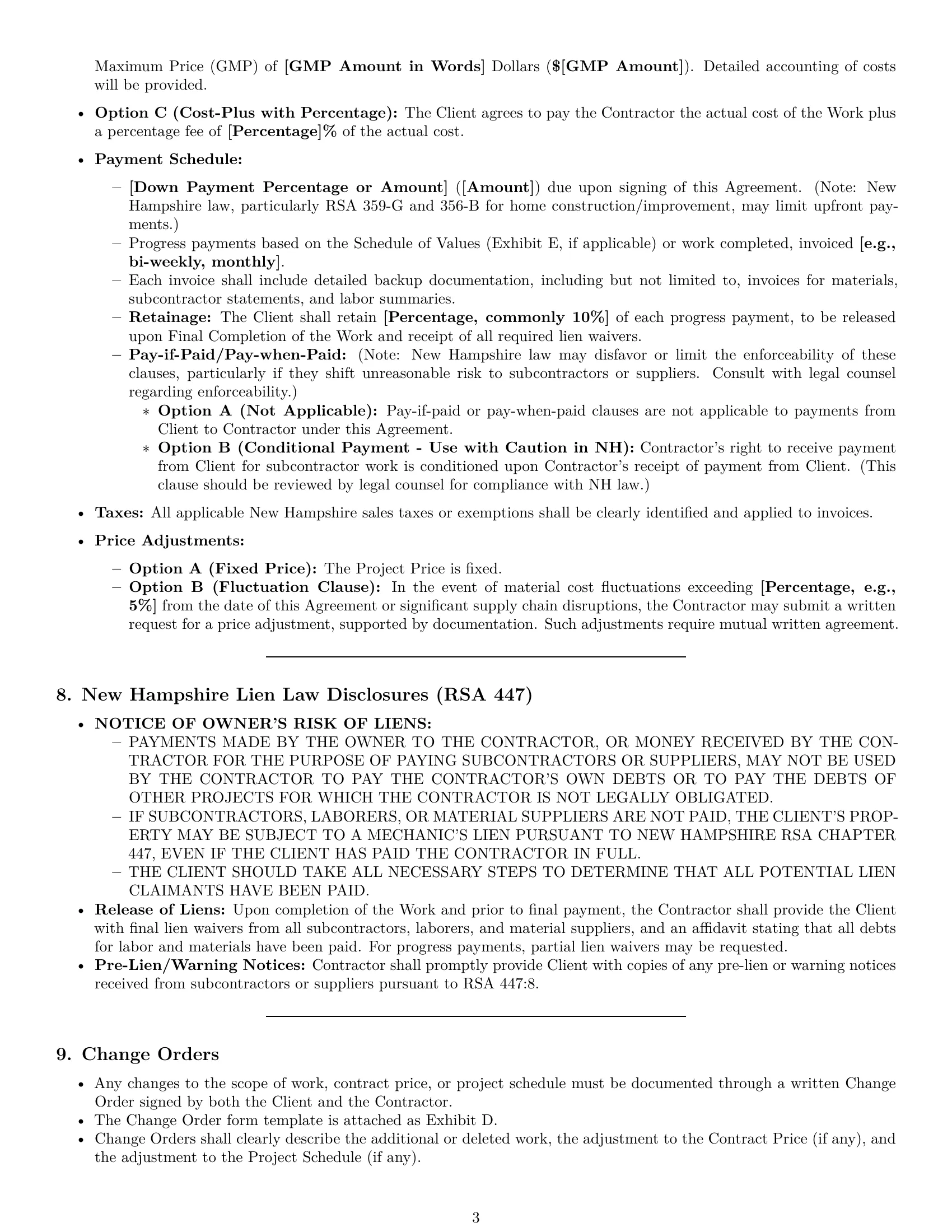 Preview page 3 of Pro New Hampshire construction service contract template