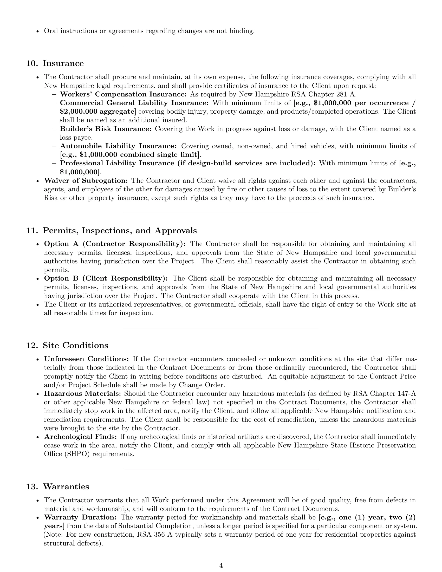 Preview page 4 of Pro New Hampshire construction service contract template