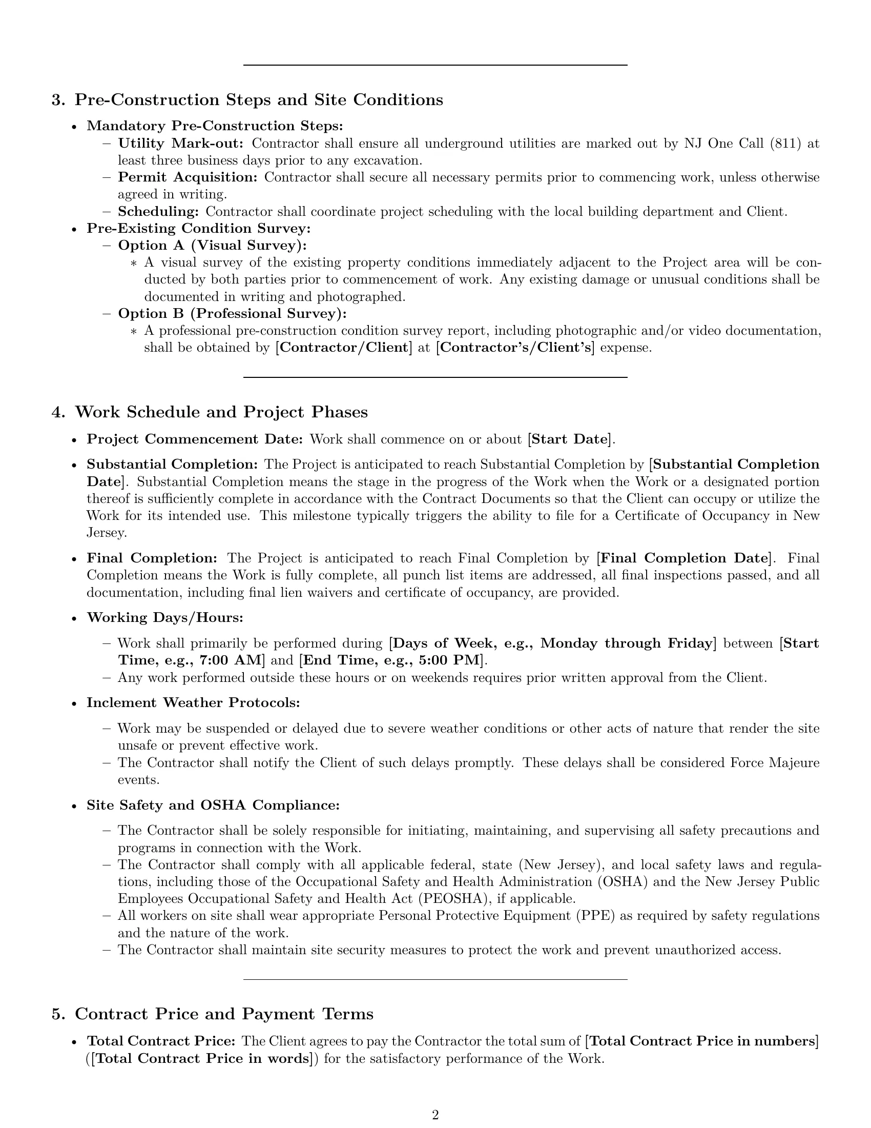 Preview page 2 of Pro New Jersey construction service contract template