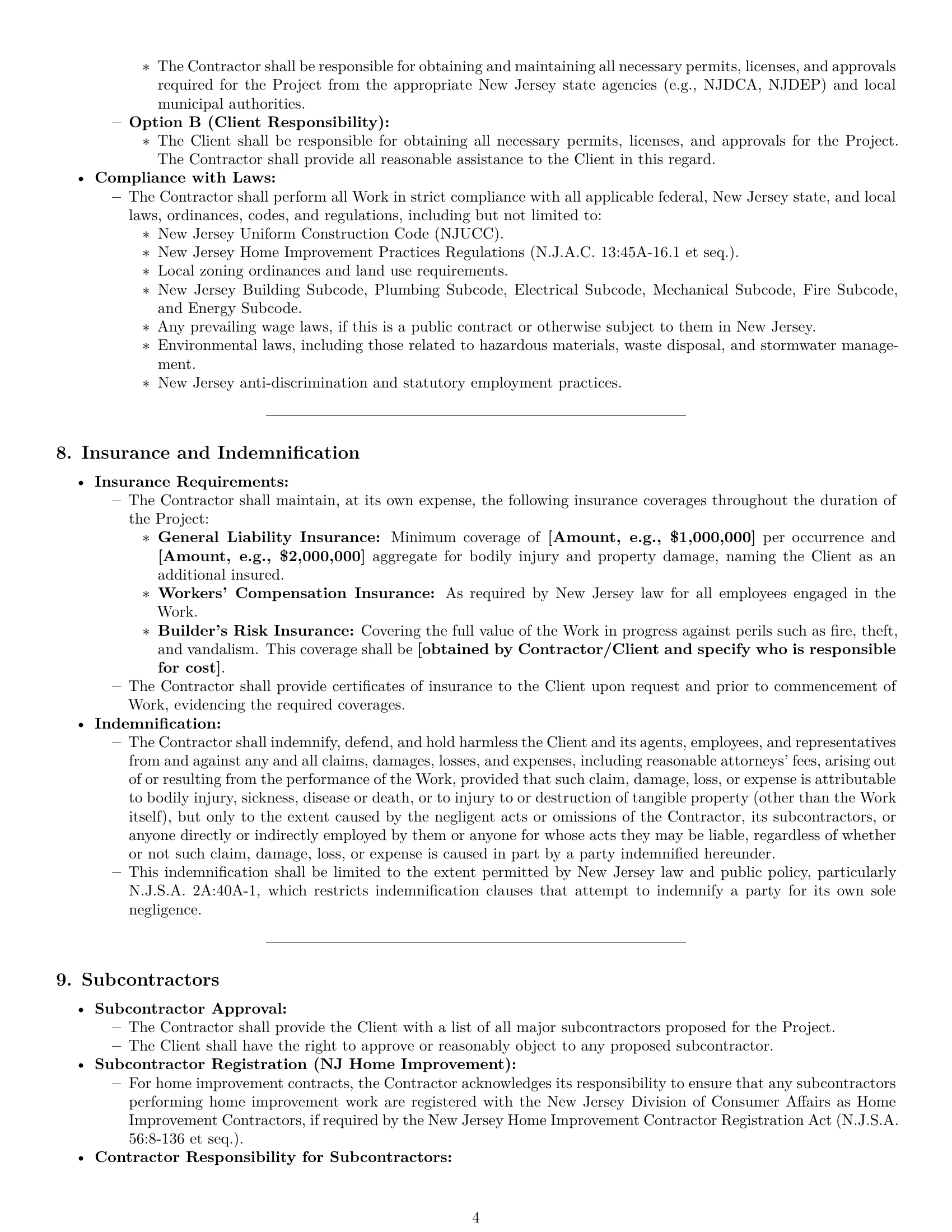 Preview page 4 of Pro New Jersey construction service contract template