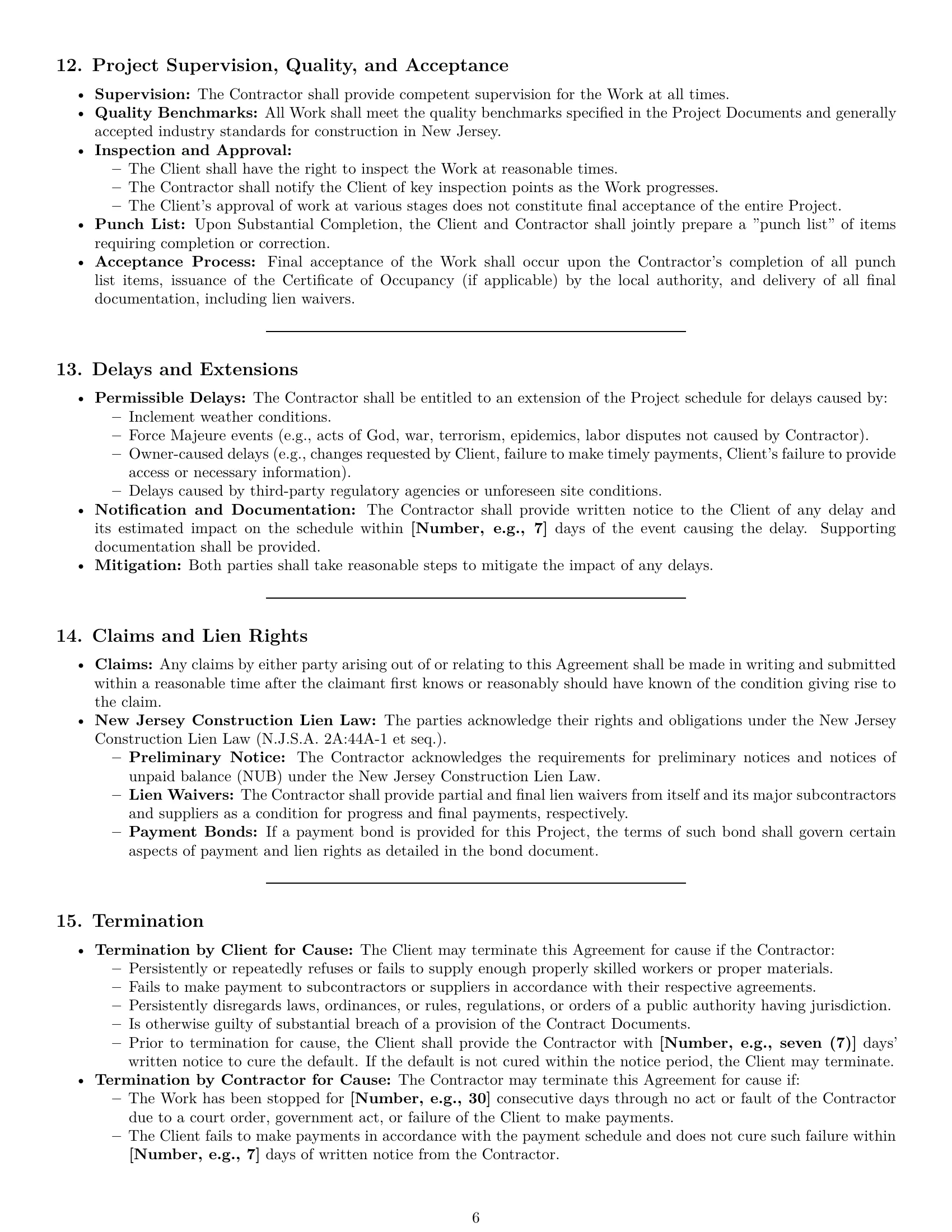 Preview page 6 of Pro New Jersey construction service contract template