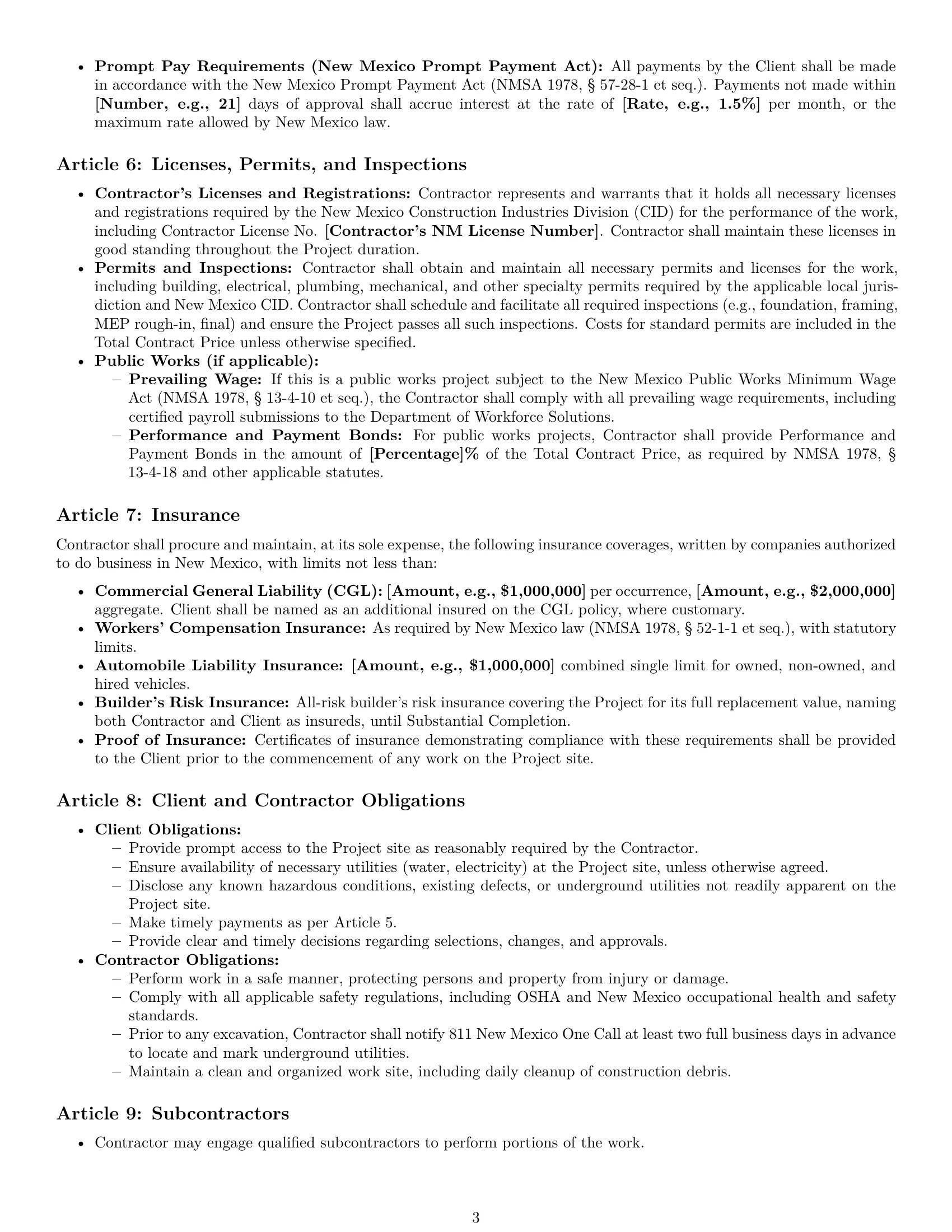 Preview page 3 of Pro New Mexico construction service contract template