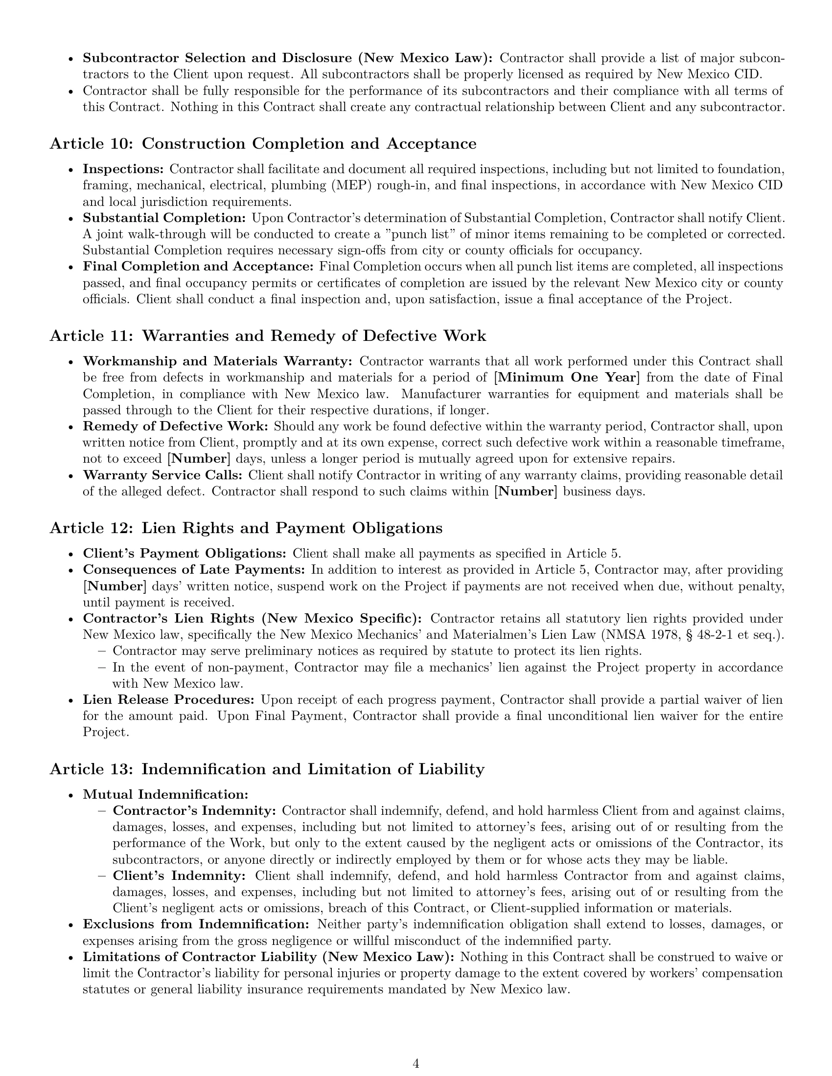 Preview page 4 of Pro New Mexico construction service contract template