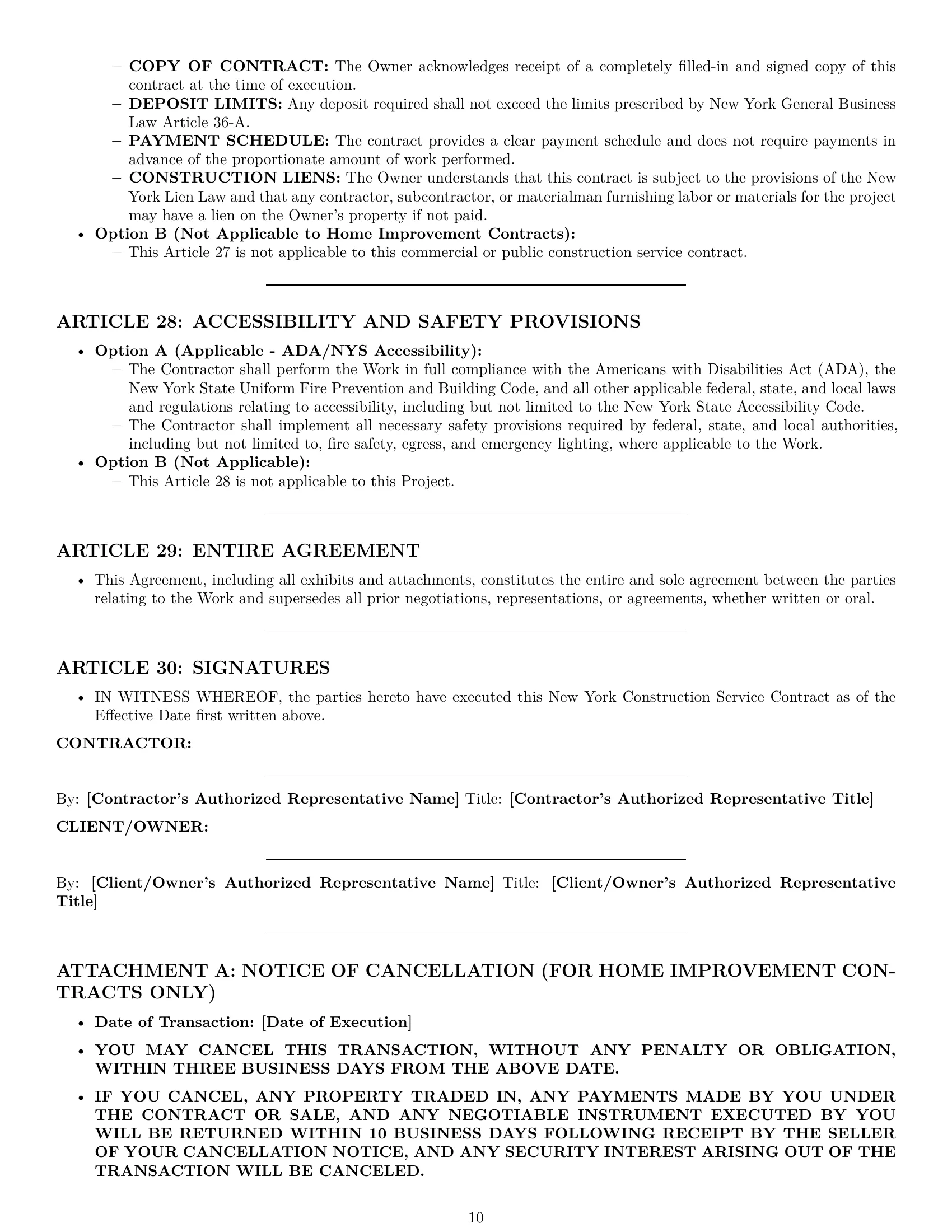Preview page 10 of Pro New York construction service contract template