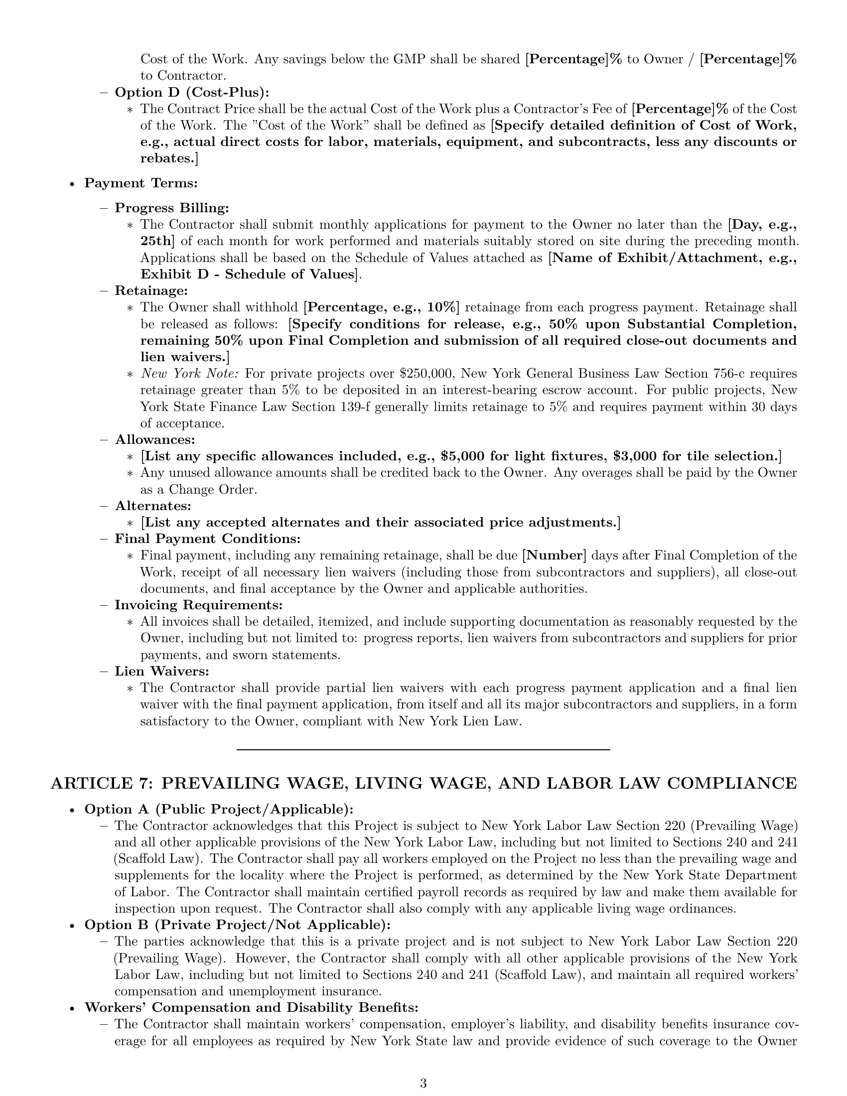 Preview page 3 of Pro New York construction service contract template