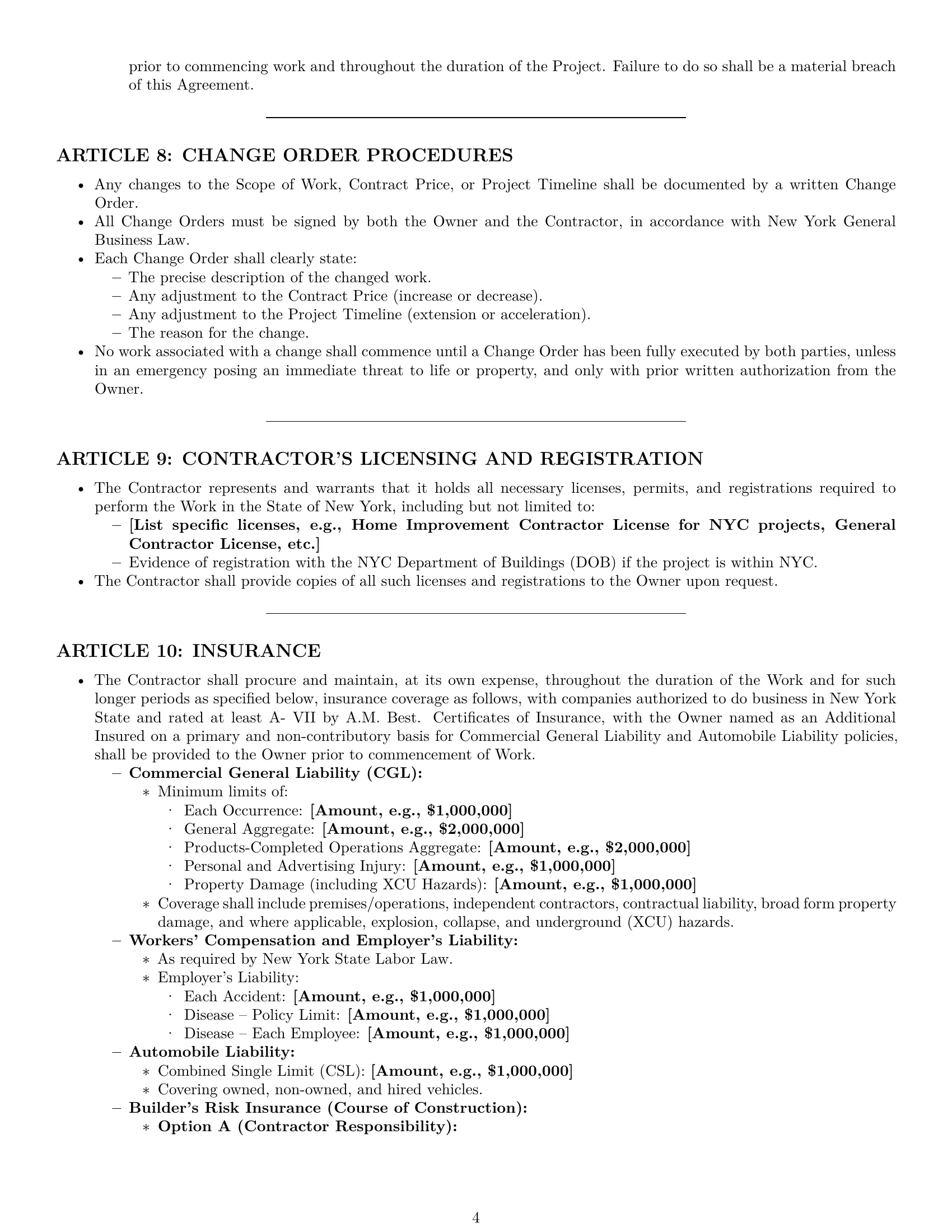 Preview page 4 of Pro New York construction service contract template