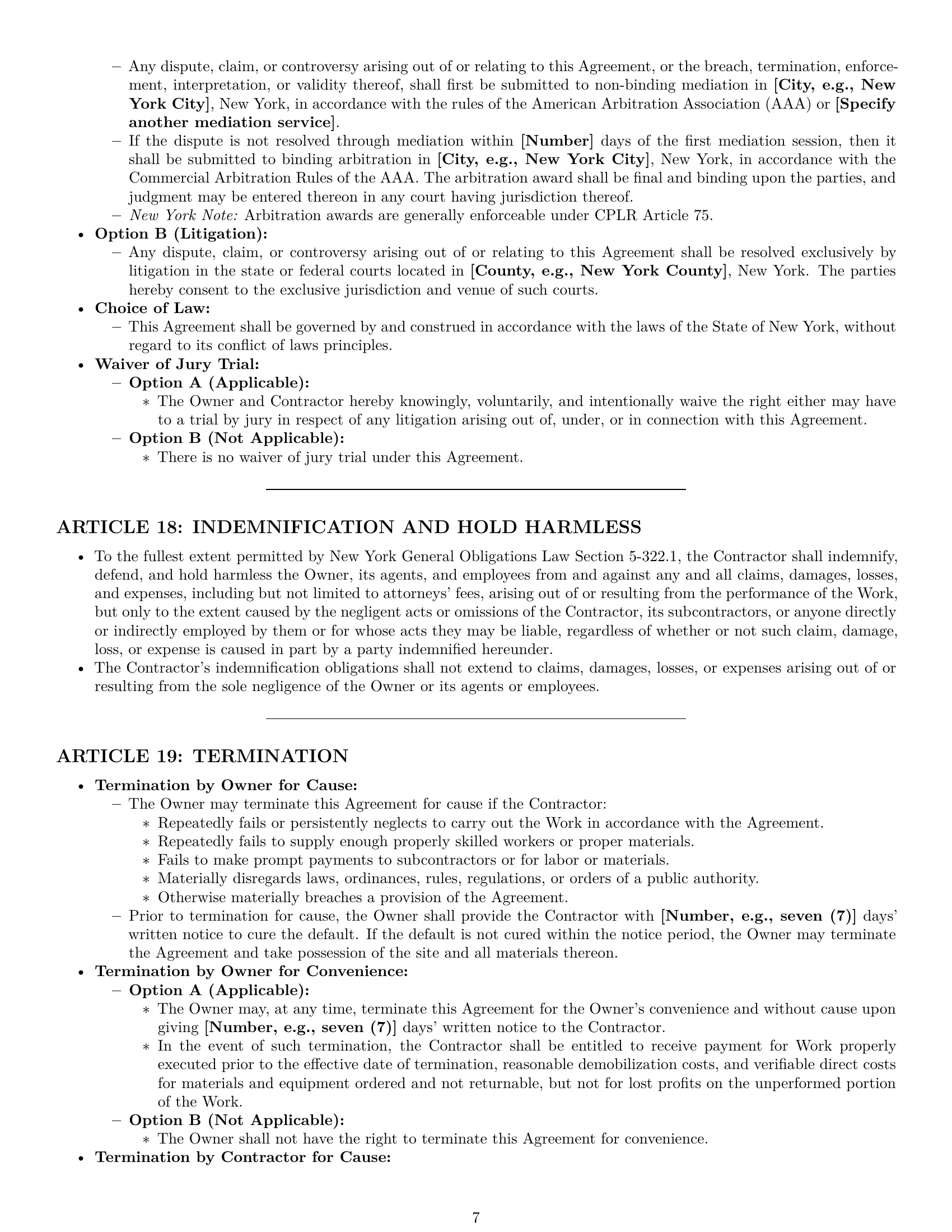 Preview page 7 of Pro New York construction service contract template
