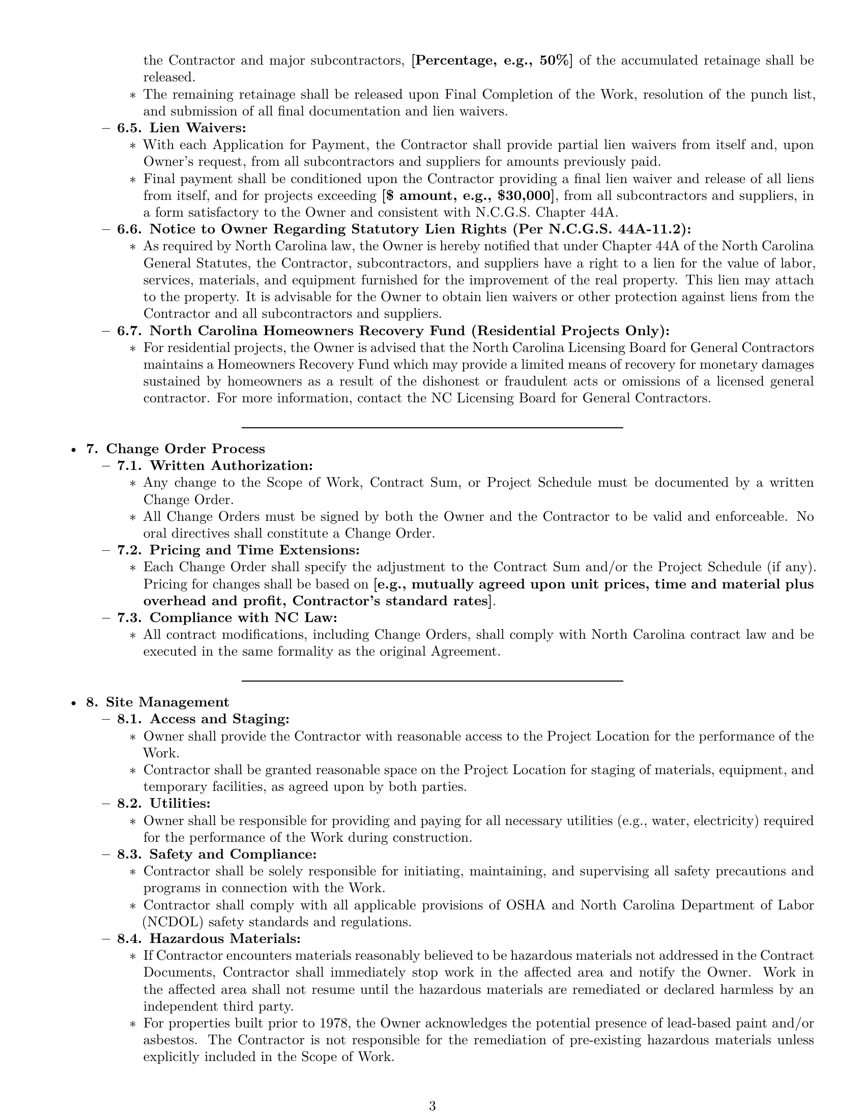 Preview page 3 of Pro North Carolina construction service contract template