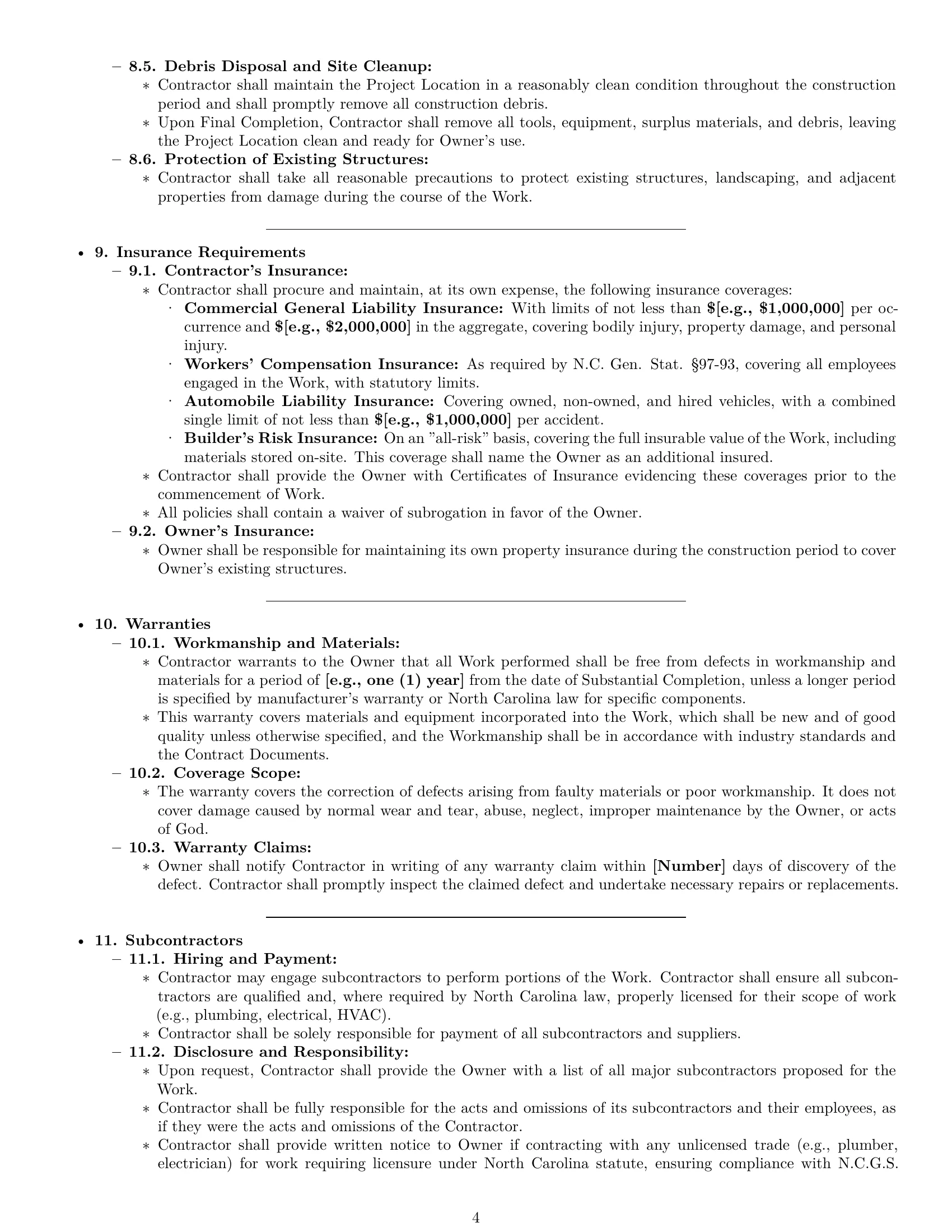 Preview page 4 of Pro North Carolina construction service contract template