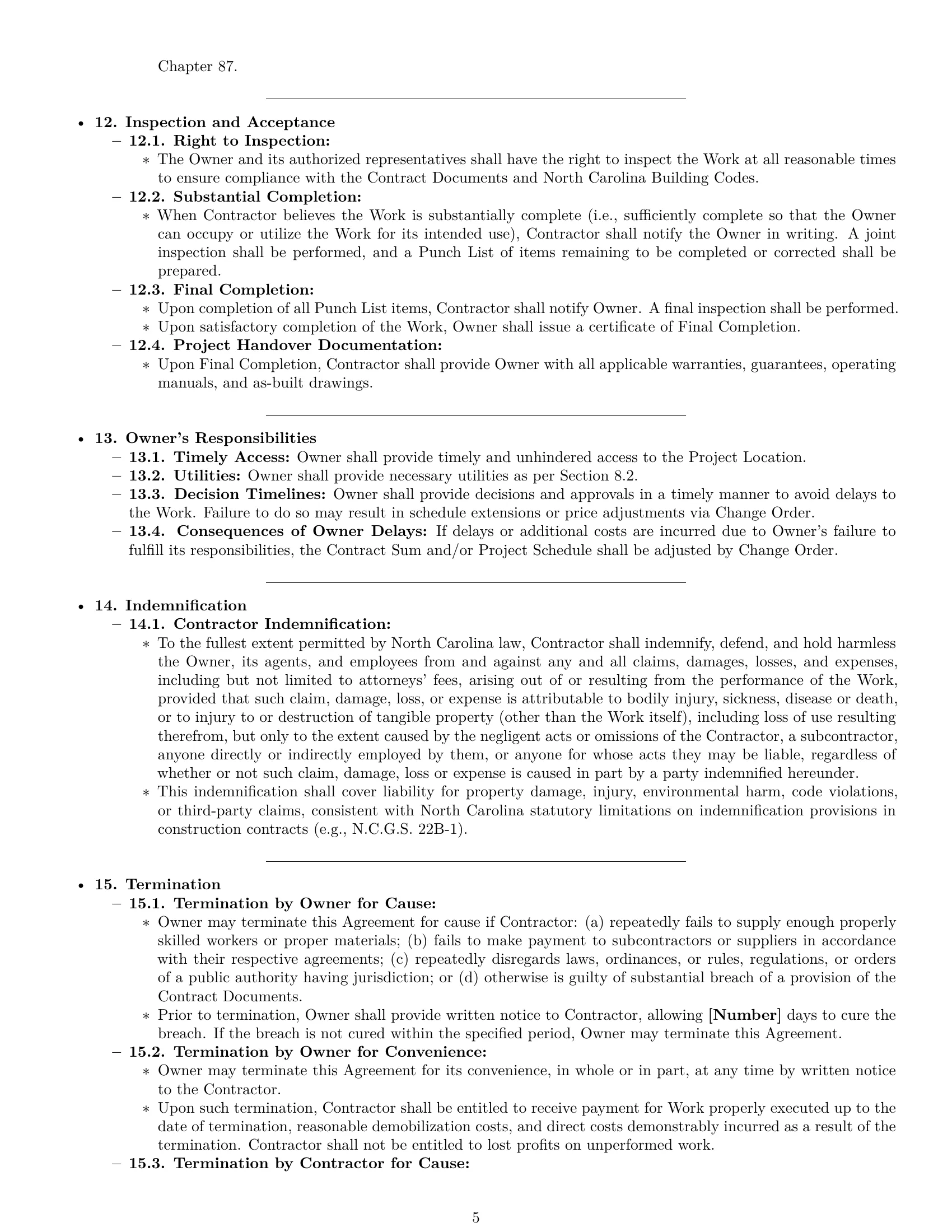 Preview page 5 of Pro North Carolina construction service contract template