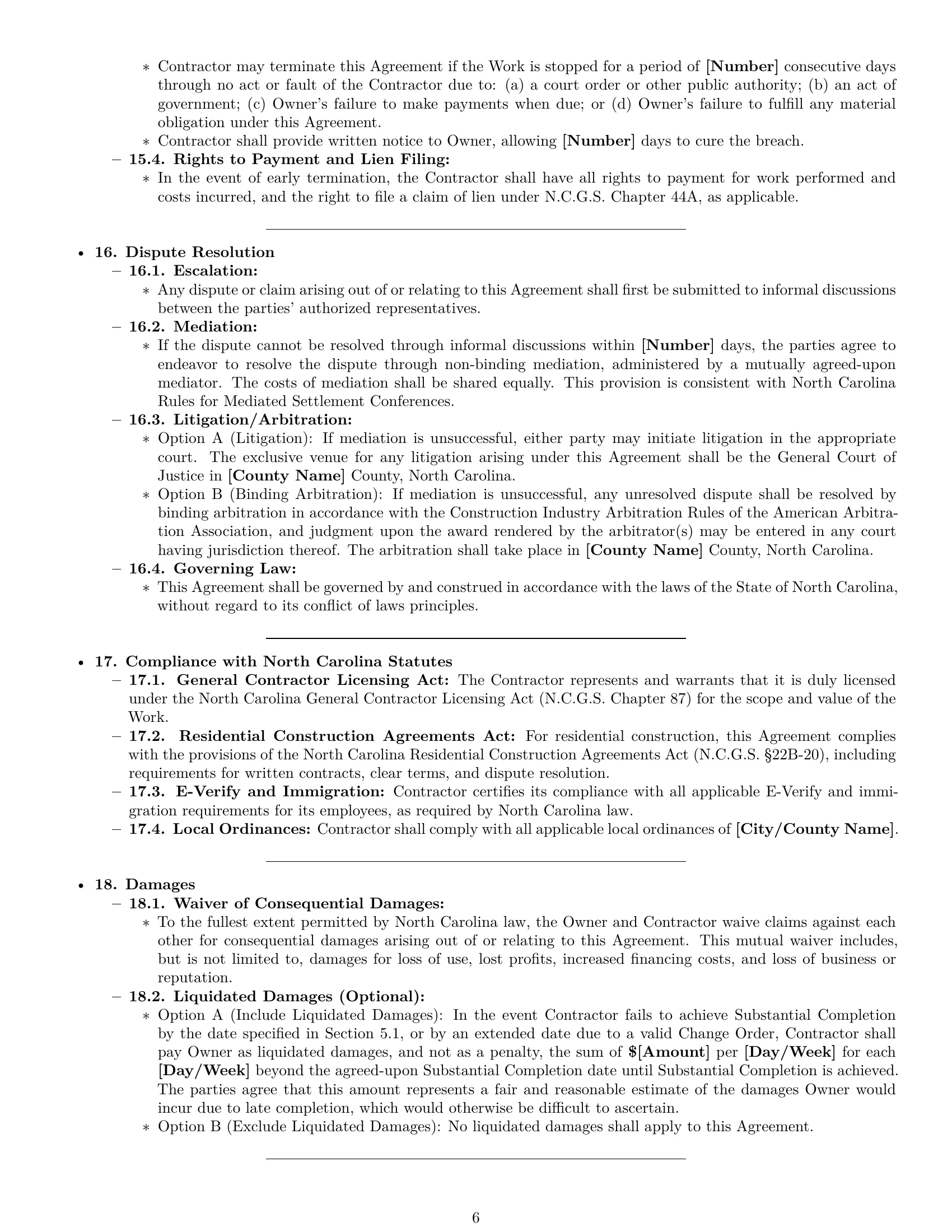 Preview page 6 of Pro North Carolina construction service contract template